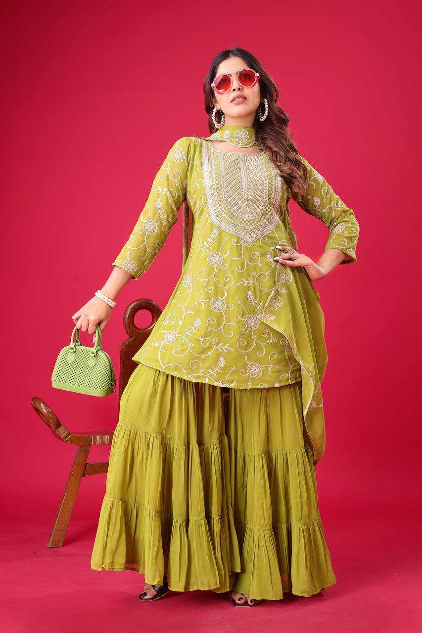 Ynf Georgette KESH499 5005 Suits & Dresses Wholesale Sharara Salwar Suits Embroidery Suits Georgette Suit Manufacturer