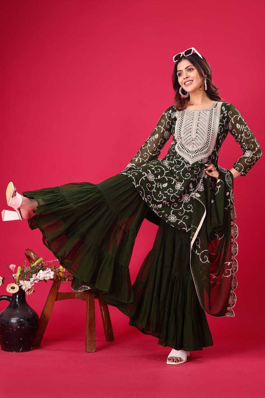 Ynf Georgette KESH499 5005 Suits & Dresses Wholesale Sharara Salwar Suits Embroidery Suits Georgette Suit Manufacturer