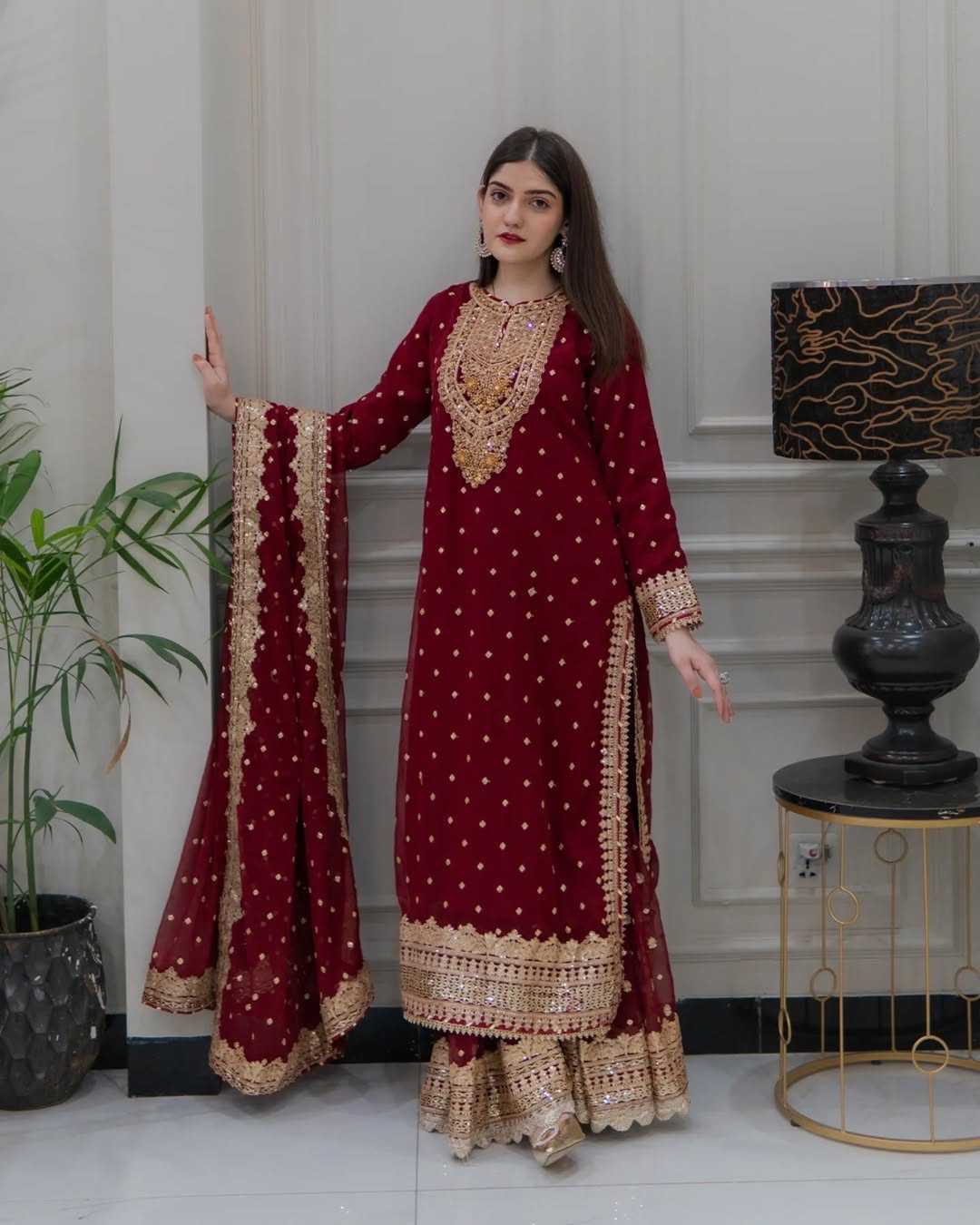 Ynf Georgette KESH499 833 Suits & Dresses Wholesale Ladies Suits Sharara Salwar Suits Embroidery Suits Manufacturer