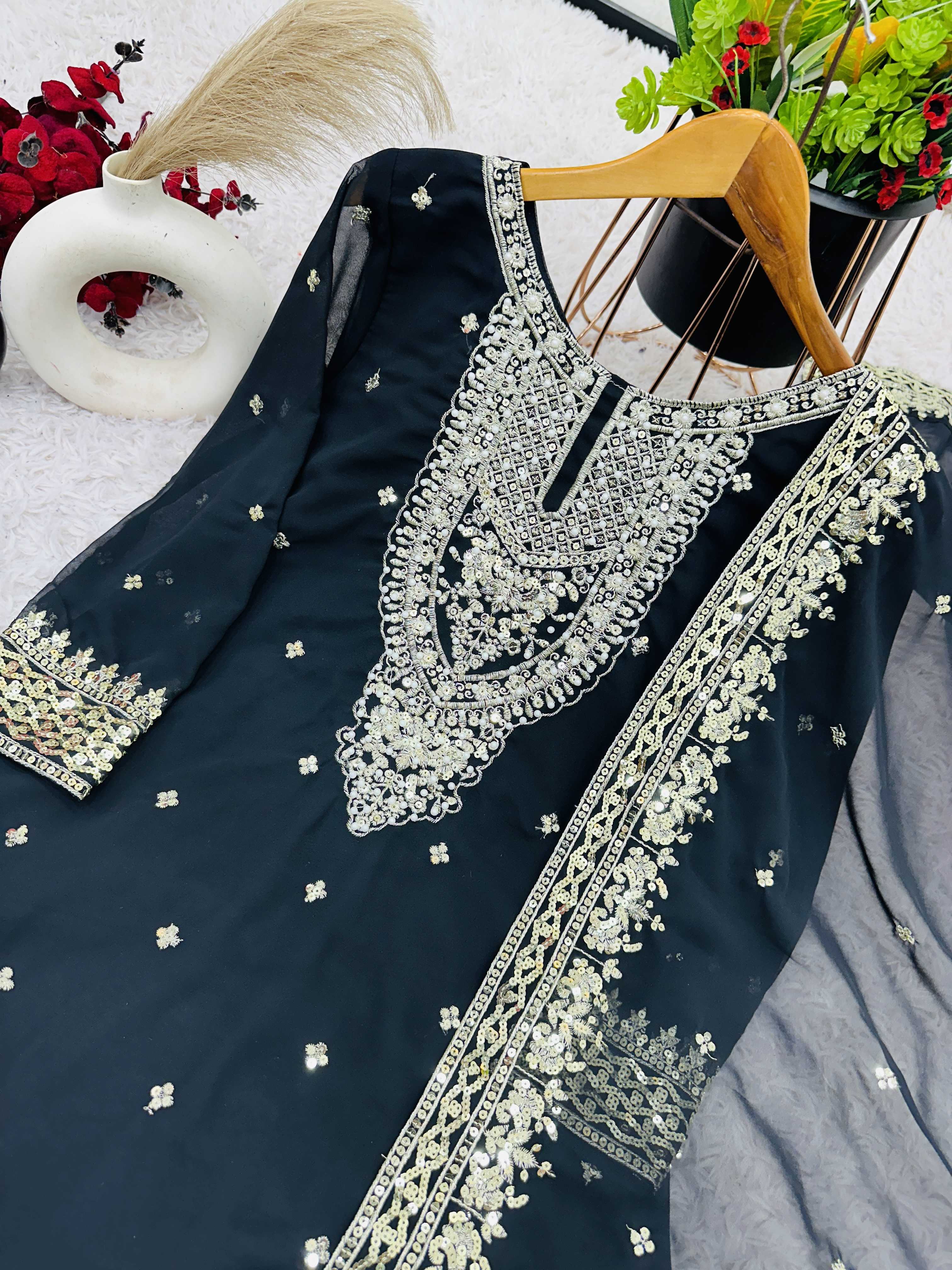 Ynf Georgette KESH499 833 Suits & Dresses Wholesale Ladies Suits Sharara Salwar Suits Embroidery Suits Manufacturer