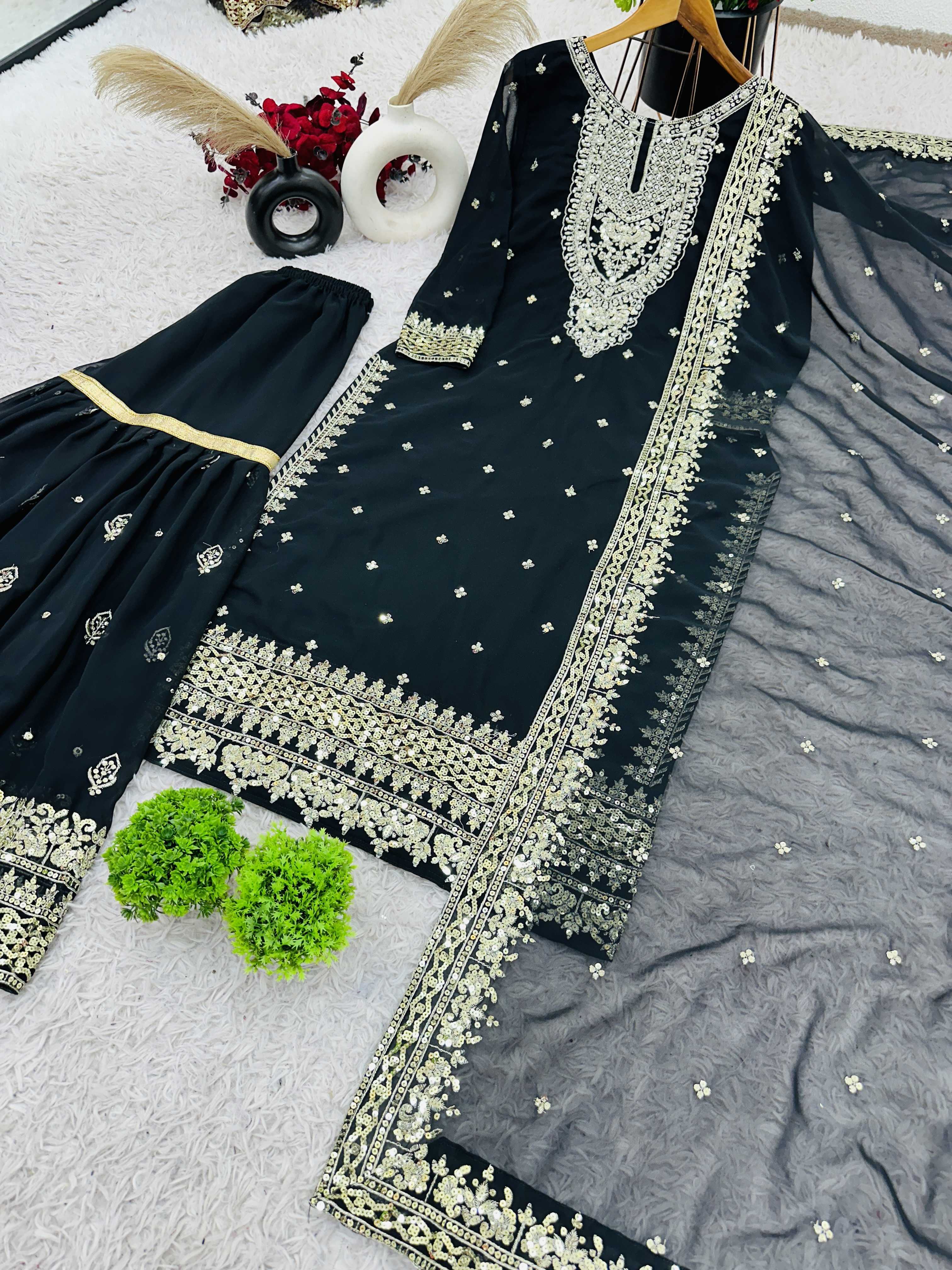 Ynf Georgette KESH499 833 Suits & Dresses Wholesale Ladies Suits Sharara Salwar Suits Embroidery Suits Manufacturer