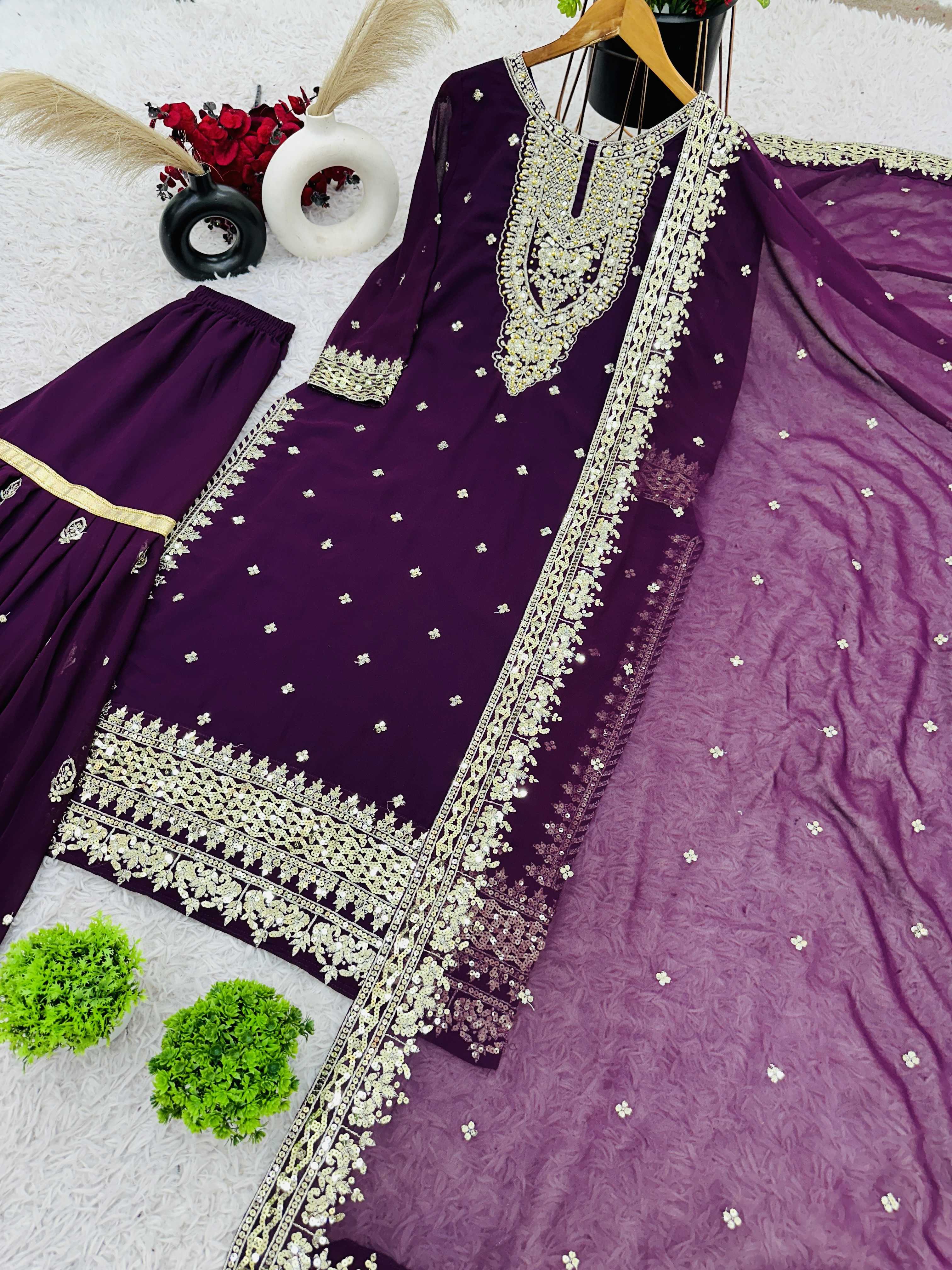 Ynf Georgette KESH499 833 Suits & Dresses Wholesale Ladies Suits Sharara Salwar Suits Embroidery Suits Manufacturer