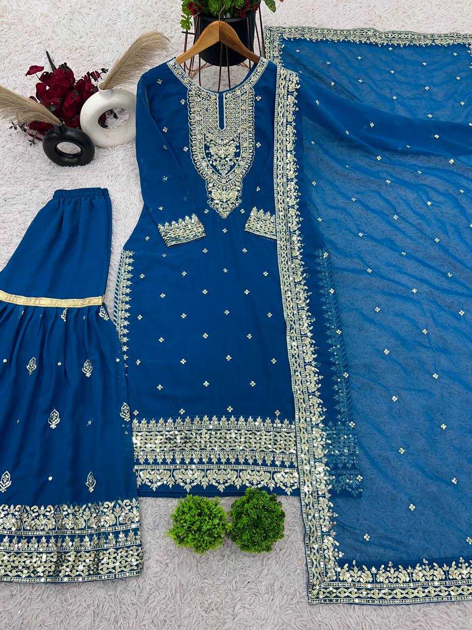 Ynf Georgette KESH499 833 Suits & Dresses Wholesale Ladies Suits Sharara Salwar Suits Embroidery Suits Manufacturer
