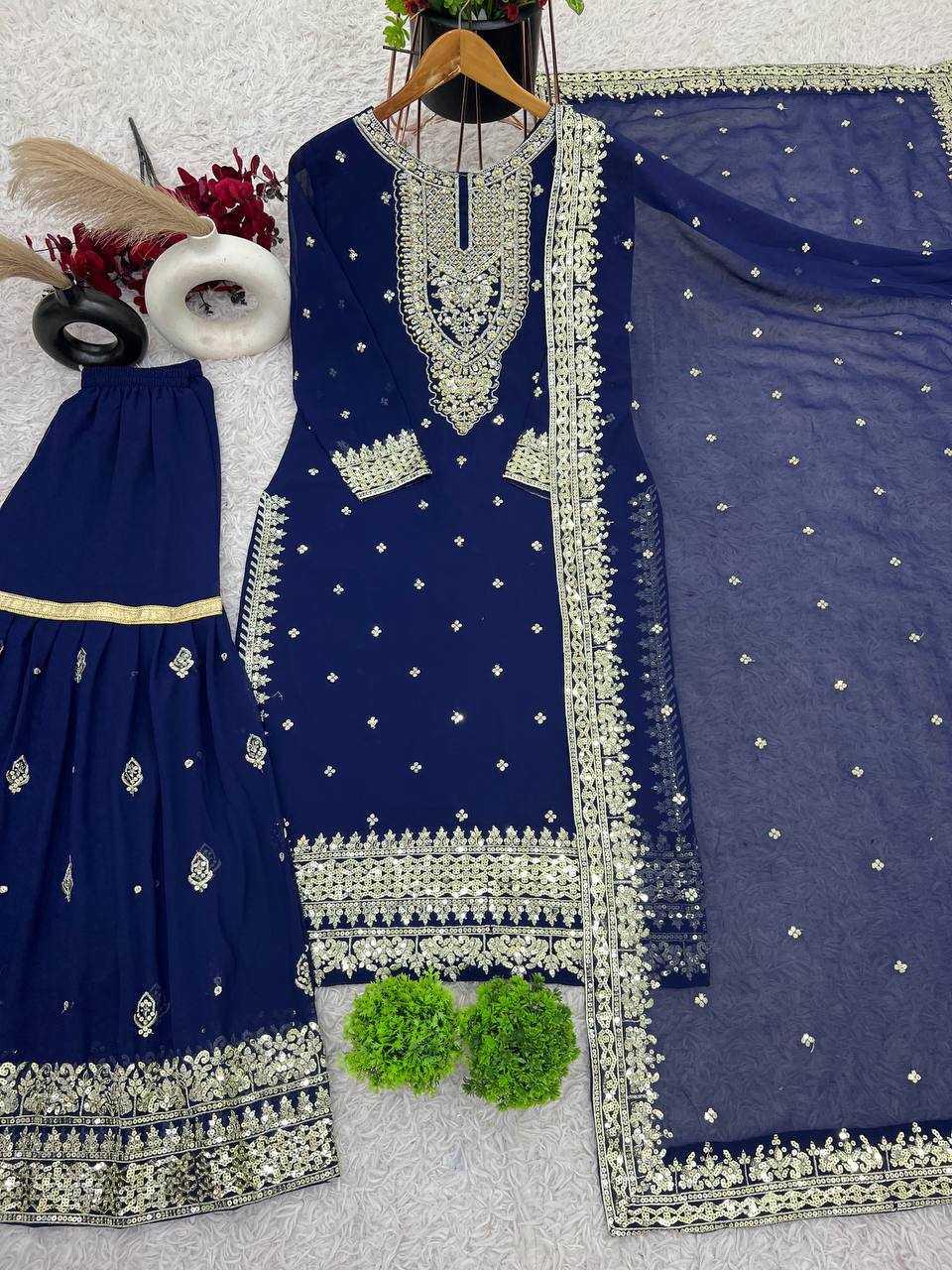 Ynf Georgette KESH499 833 Suits & Dresses Wholesale Ladies Suits Sharara Salwar Suits Embroidery Suits Manufacturer