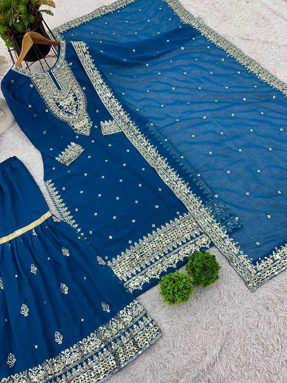 Ynf Georgette KESH499 833 Suits & Dresses Wholesale Ladies Suits Sharara Salwar Suits Embroidery Suits Manufacturer