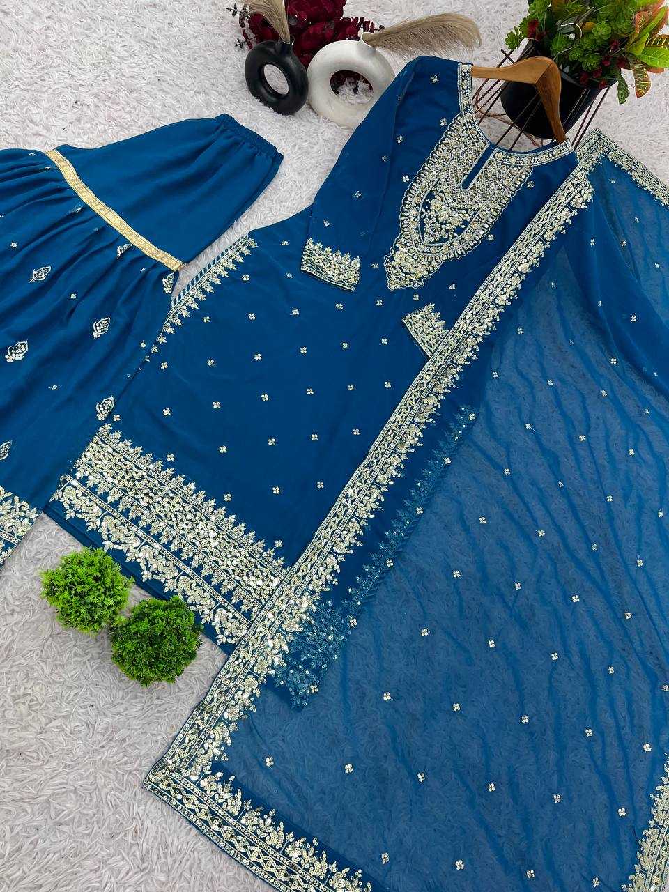 Ynf Georgette KESH499 833 Suits & Dresses Wholesale Ladies Suits Sharara Salwar Suits Embroidery Suits Manufacturer