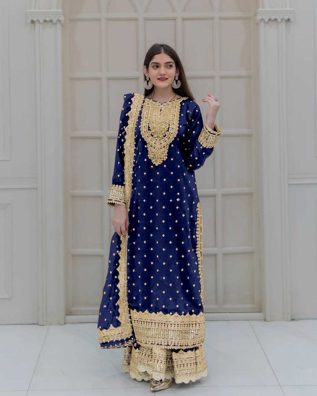 Ynf Georgette KESH499 833 Suits & Dresses Wholesale Ladies Suits Sharara Salwar Suits Embroidery Suits Manufacturer