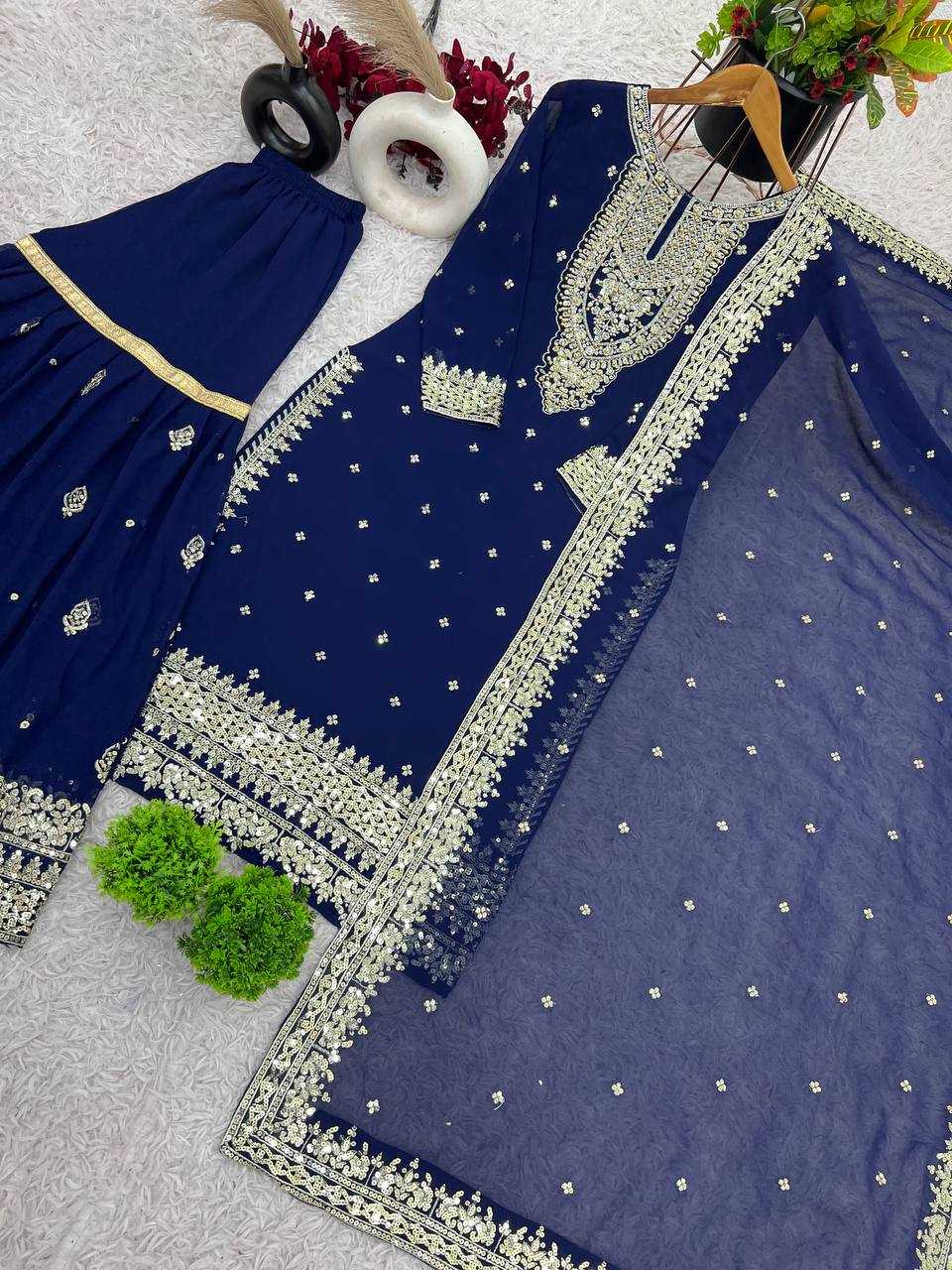 Ynf Georgette KESH499 833 Suits & Dresses Wholesale Ladies Suits Sharara Salwar Suits Embroidery Suits Manufacturer