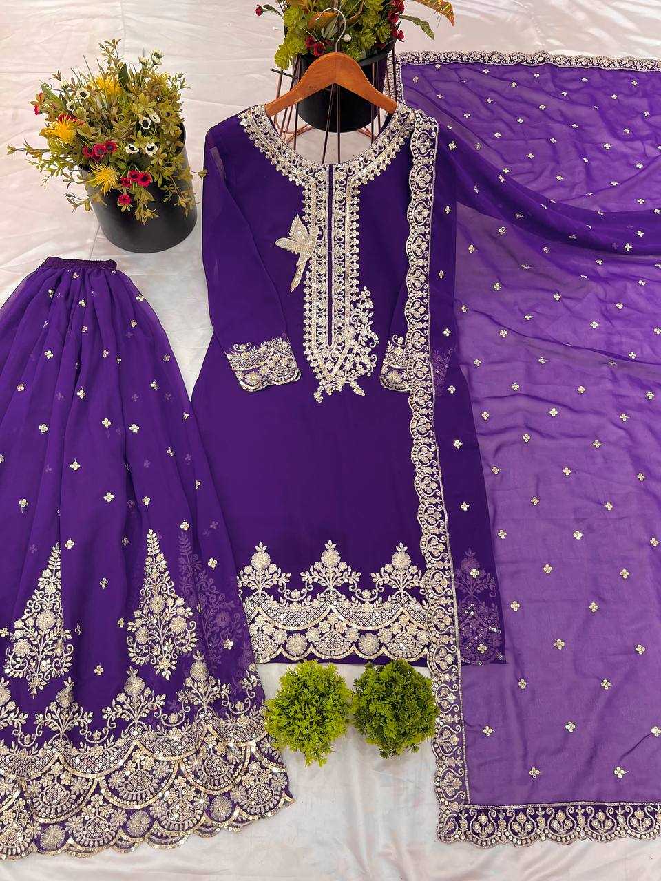 Ynf Georgette KESH499 837 Suits & Dresses Wholesale Sharara Salwar Suits Embroidery Suits Georgette Suit Manufacturer