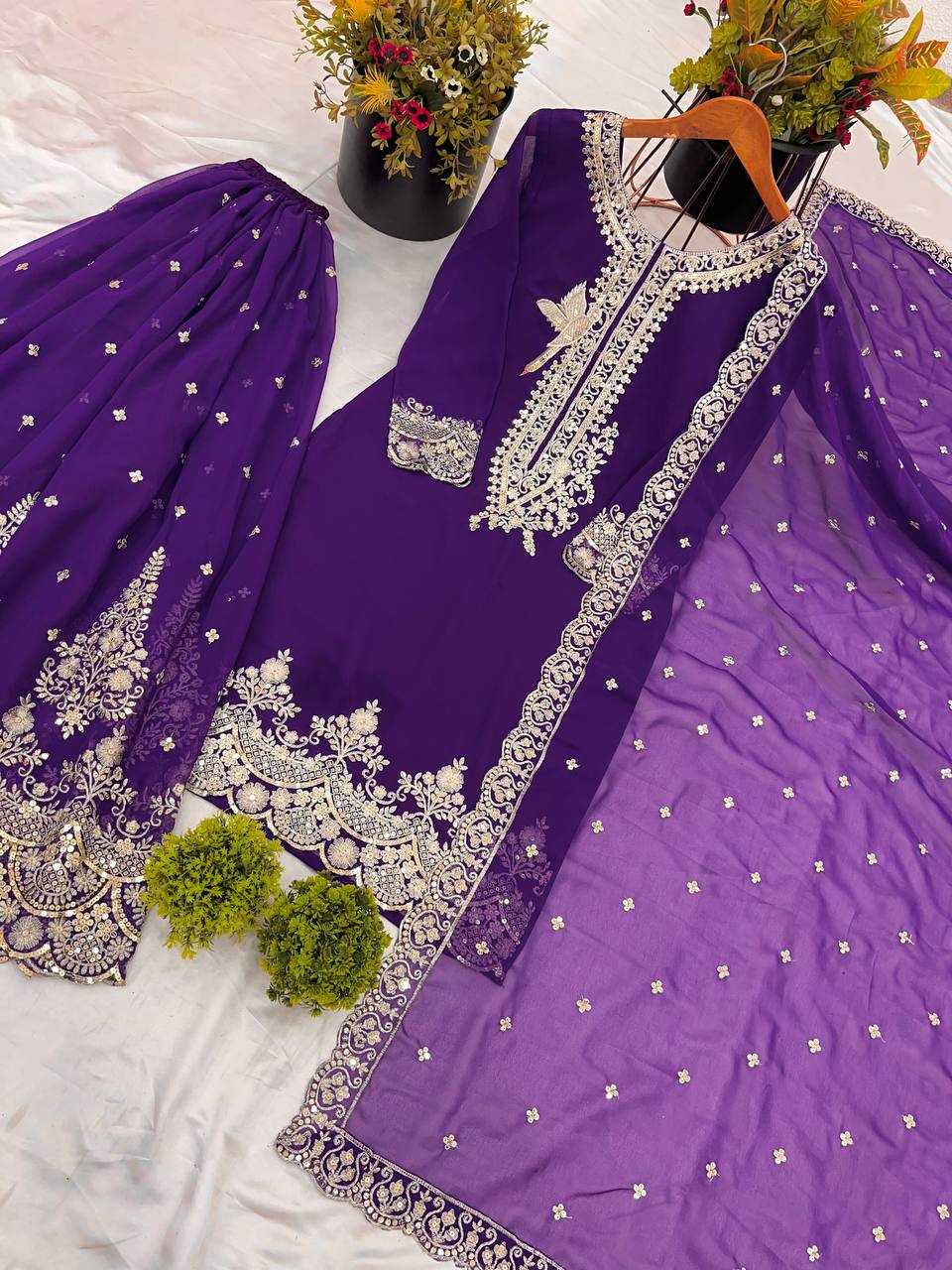 Ynf Georgette KESH499 837 Suits & Dresses Wholesale Sharara Salwar Suits Embroidery Suits Georgette Suit Manufacturer