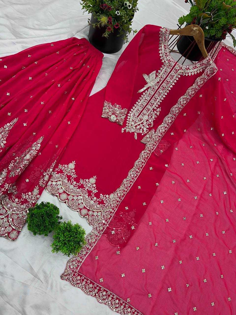 Ynf Georgette KESH499 837 Suits & Dresses Wholesale Sharara Salwar Suits Embroidery Suits Georgette Suit Manufacturer