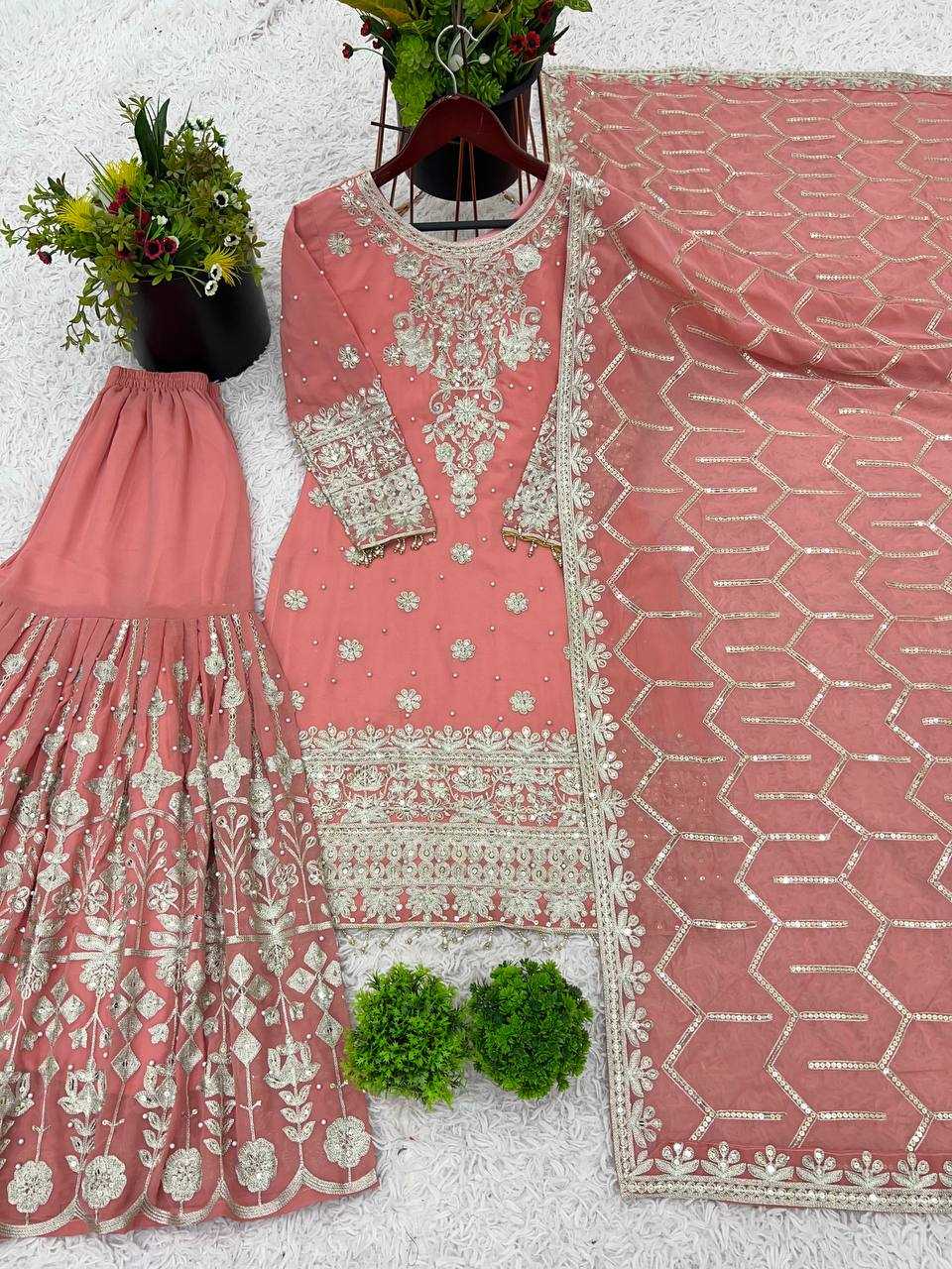 Ynf Georgette KESH499 848 Suits & Dresses Wholesale Sharara Salwar Suits Embroidery Suits Wedding Suits Manufacturer