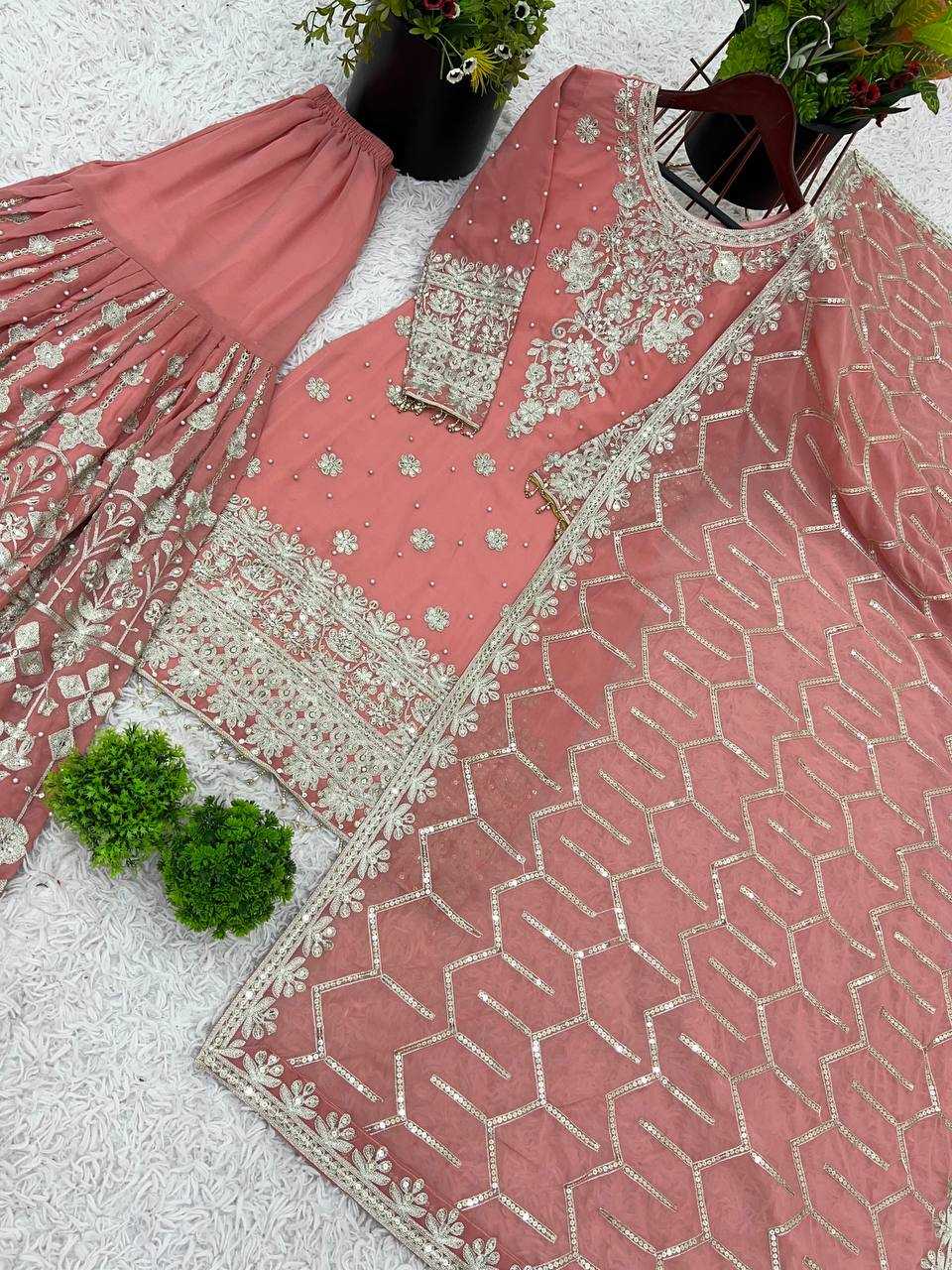 Ynf Georgette KESH499 848 Suits & Dresses Wholesale Sharara Salwar Suits Embroidery Suits Wedding Suits Manufacturer