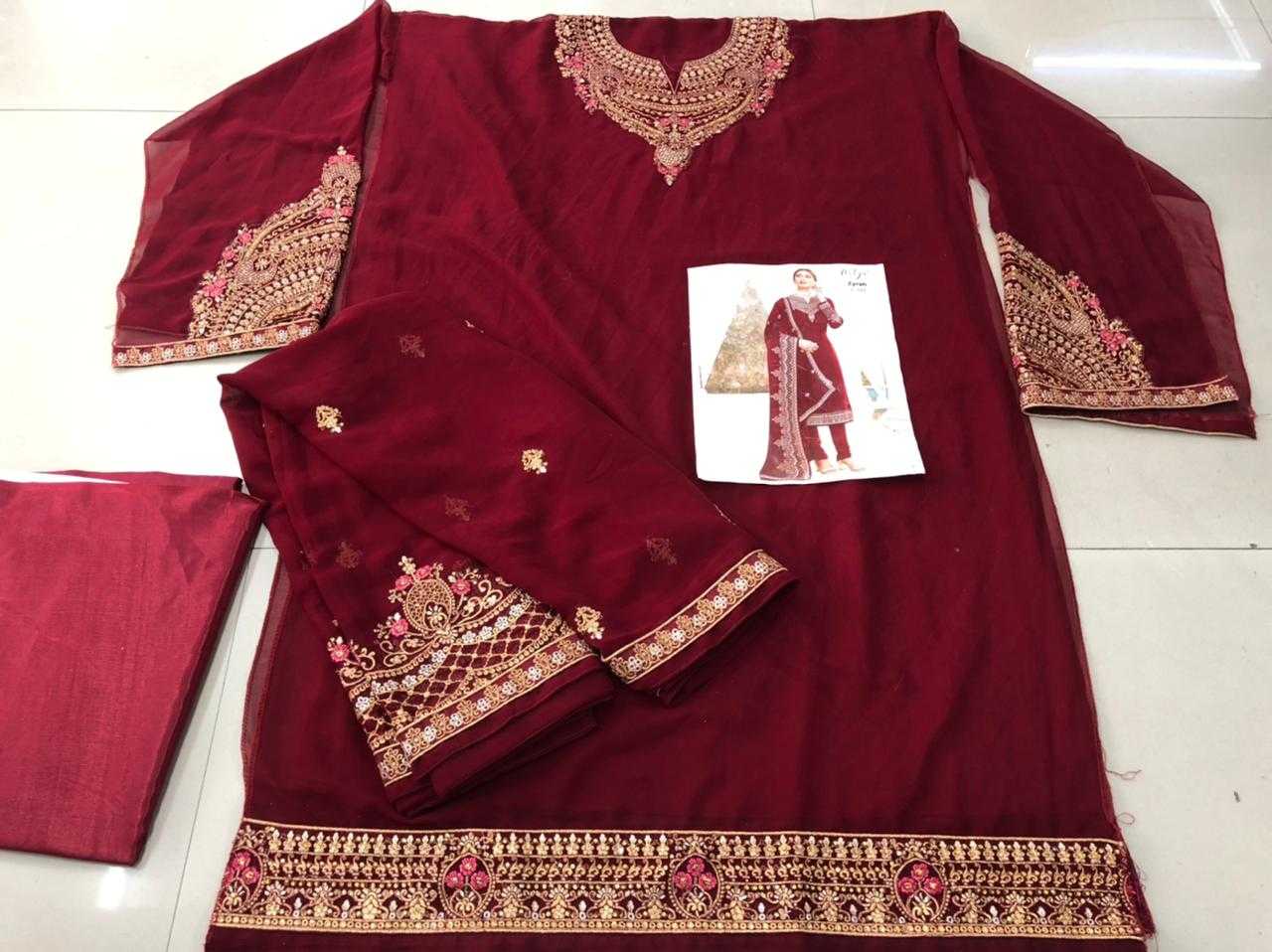 Ynf Georgette KESH504 102 Suits & Dresses Wholesale Semi Stitched Suits Semi-Stitched Suits Maroon Salwar Suit Manufacturer