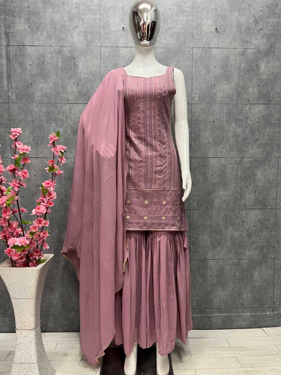 Ynf Georgette KESH504 163 Suits & Dresses Wedding Collections Festive Collections Wholesale Sharara Salwar Suits Georgette Suit Wedding Outfits Manufacturer