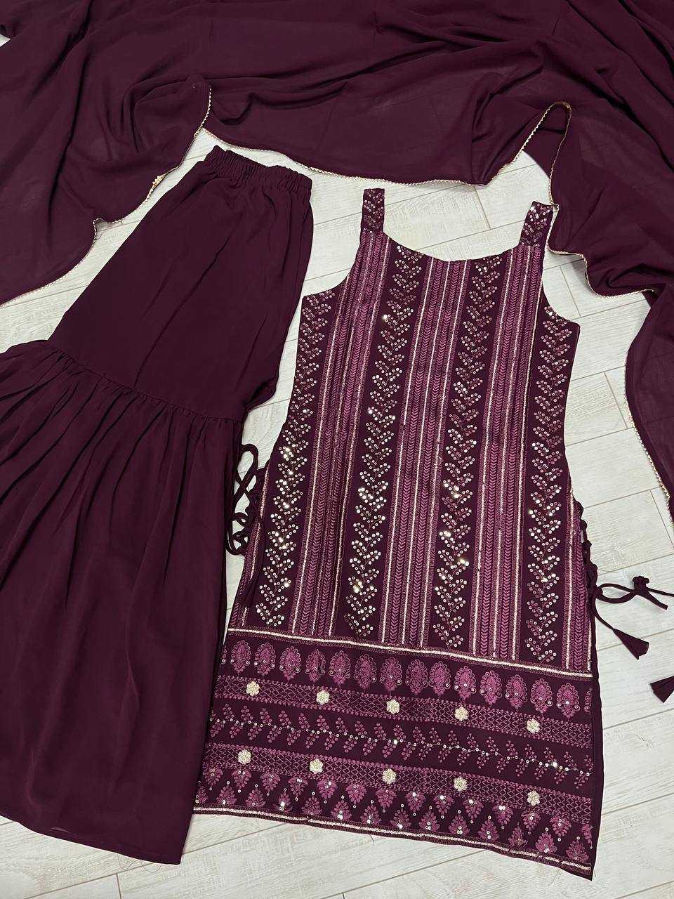 Ynf Georgette KESH504 163 Suits & Dresses Wedding Collections Festive Collections Wholesale Sharara Salwar Suits Georgette Suit Wedding Outfits Manufacturer