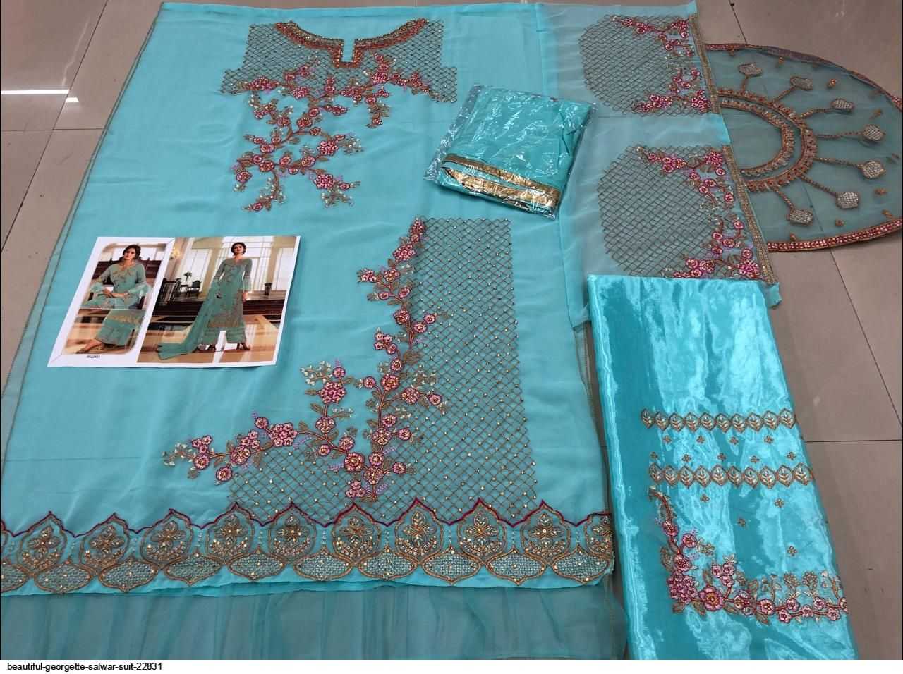 Ynf Georgette KESH504 22831 Suits & Dresses Wholesale Georgette Suit Semi Stitched Suits Semi-Stitched Suits Manufacturer