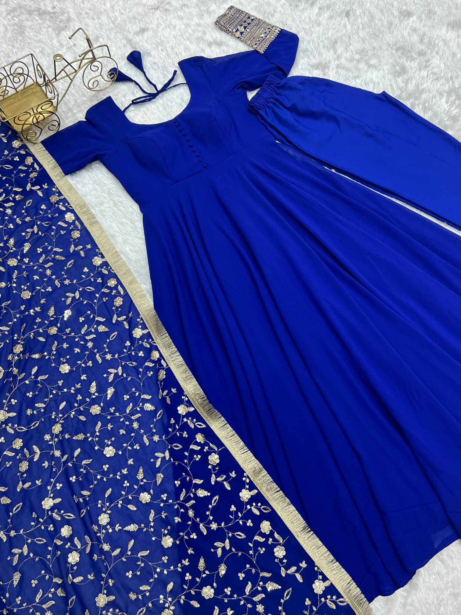 Ynf Georgette KESH504 241 Gowns Wholesale Fancy Gowns Sequin Gowns Manufacturer