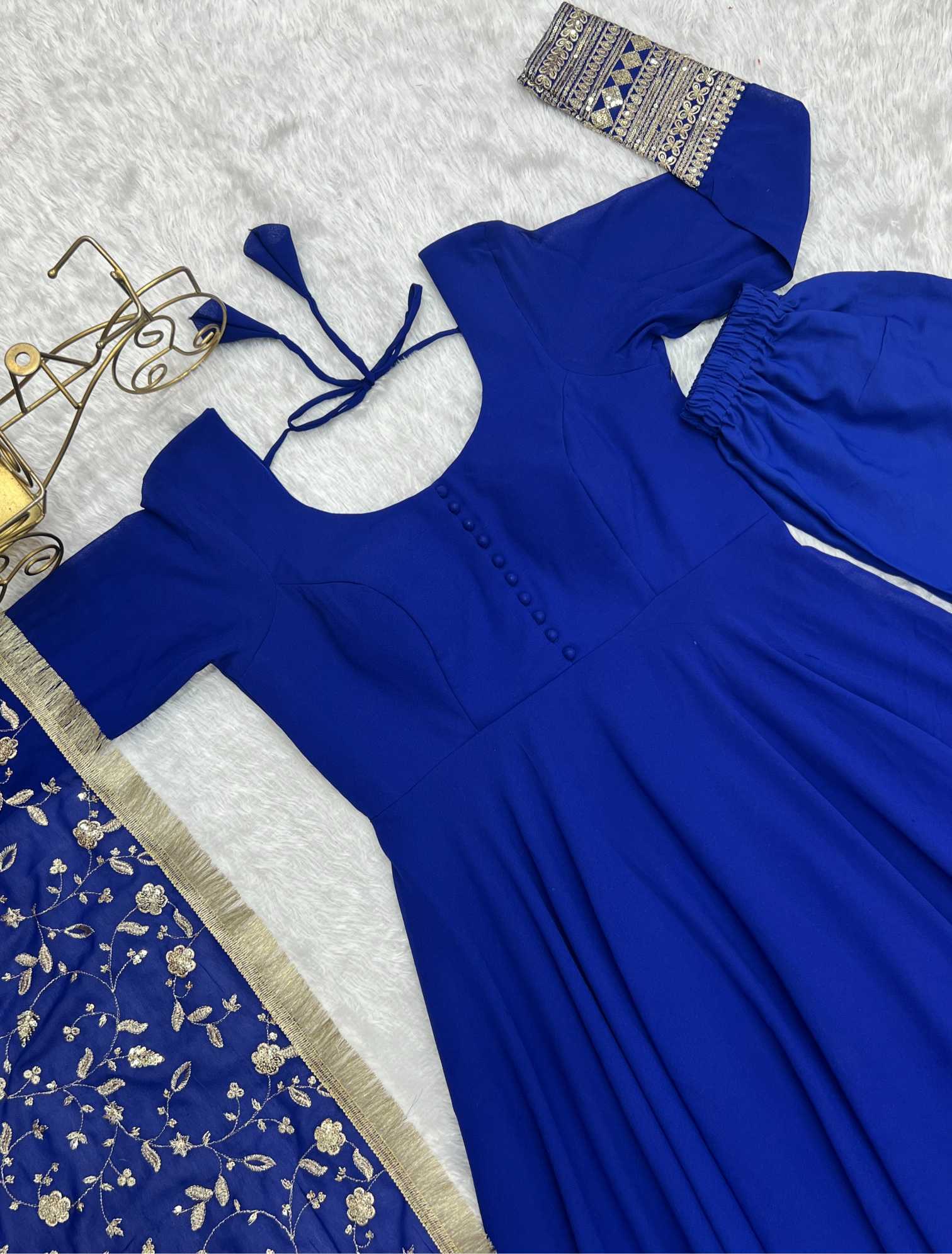 Ynf Georgette KESH504 241 Gowns Wholesale Fancy Gowns Sequin Gowns Manufacturer