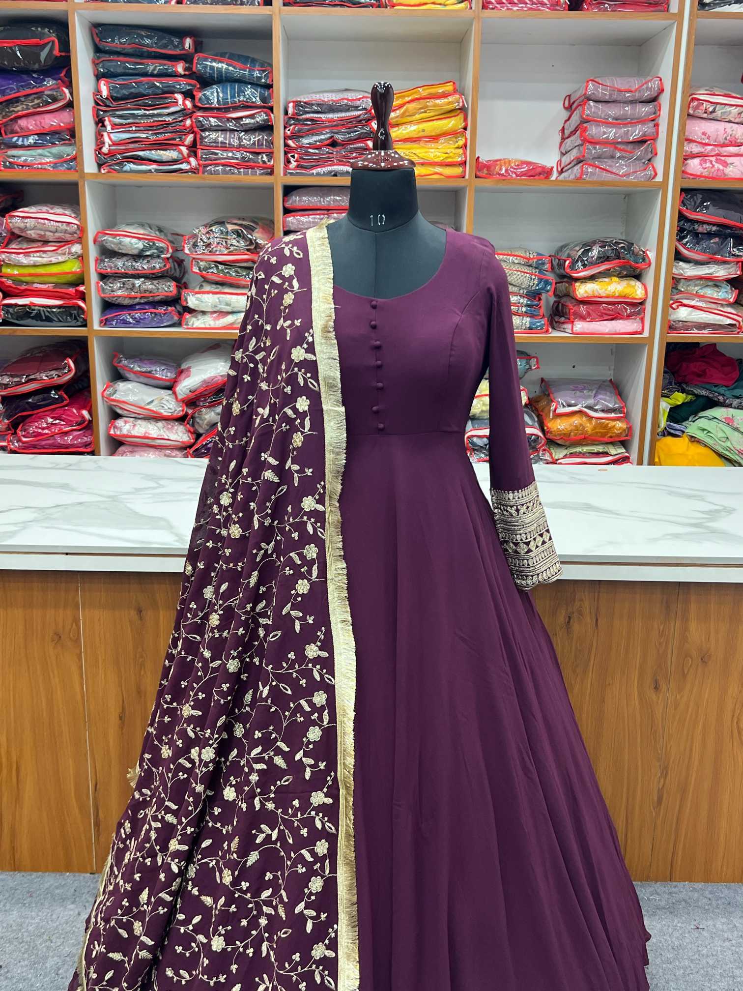 Ynf Georgette KESH504 241 Gowns Wholesale Fancy Gowns Sequin Gowns Manufacturer