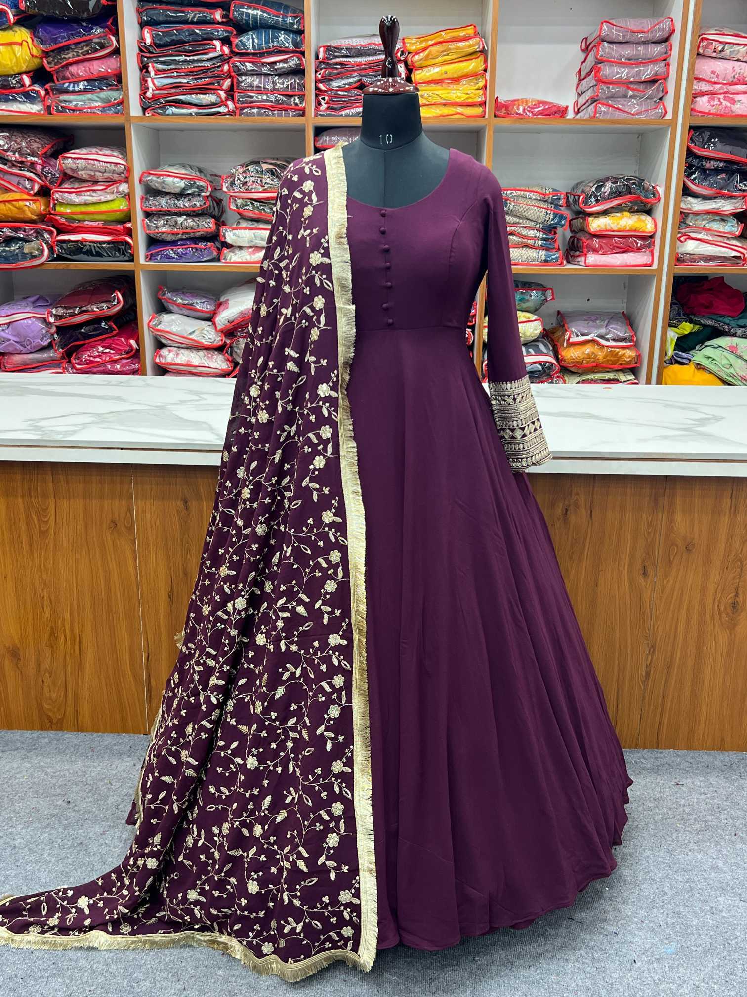 Ynf Georgette KESH504 241 Gowns Wholesale Fancy Gowns Sequin Gowns Manufacturer