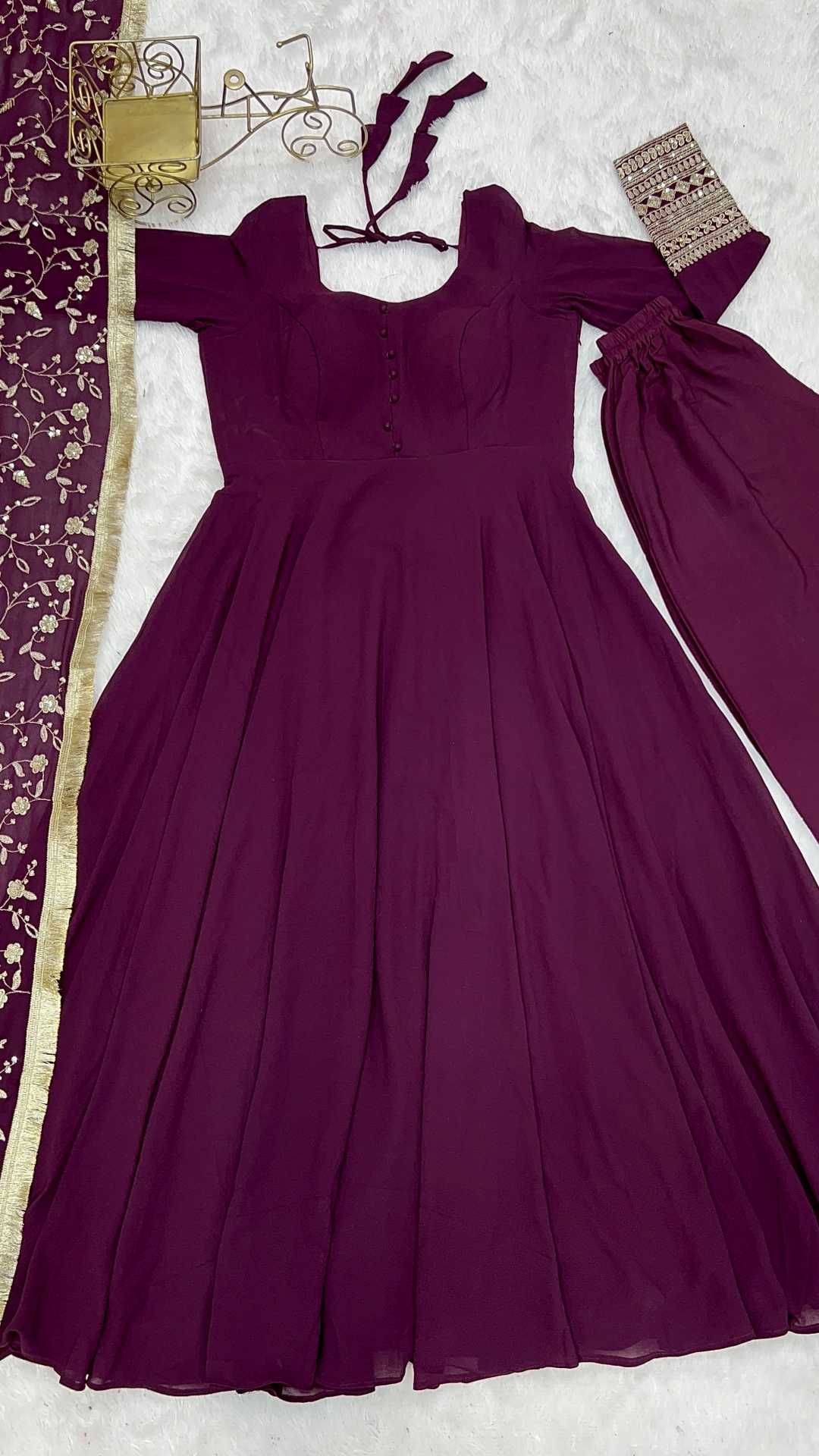Ynf Georgette KESH504 241 Gowns Wholesale Fancy Gowns Sequin Gowns Manufacturer