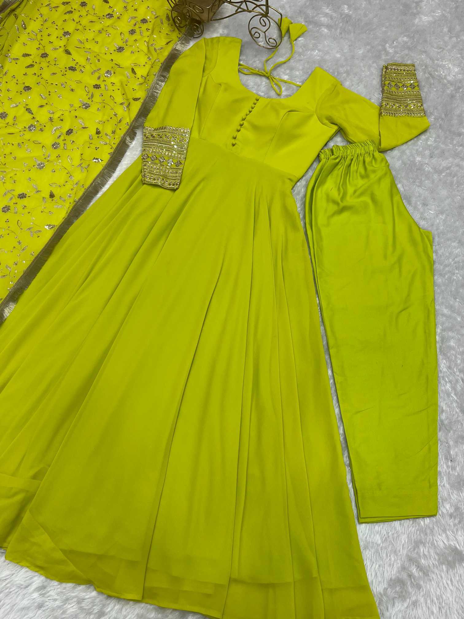Ynf Georgette KESH504 241 Gowns Wholesale Fancy Gowns Sequin Gowns Manufacturer