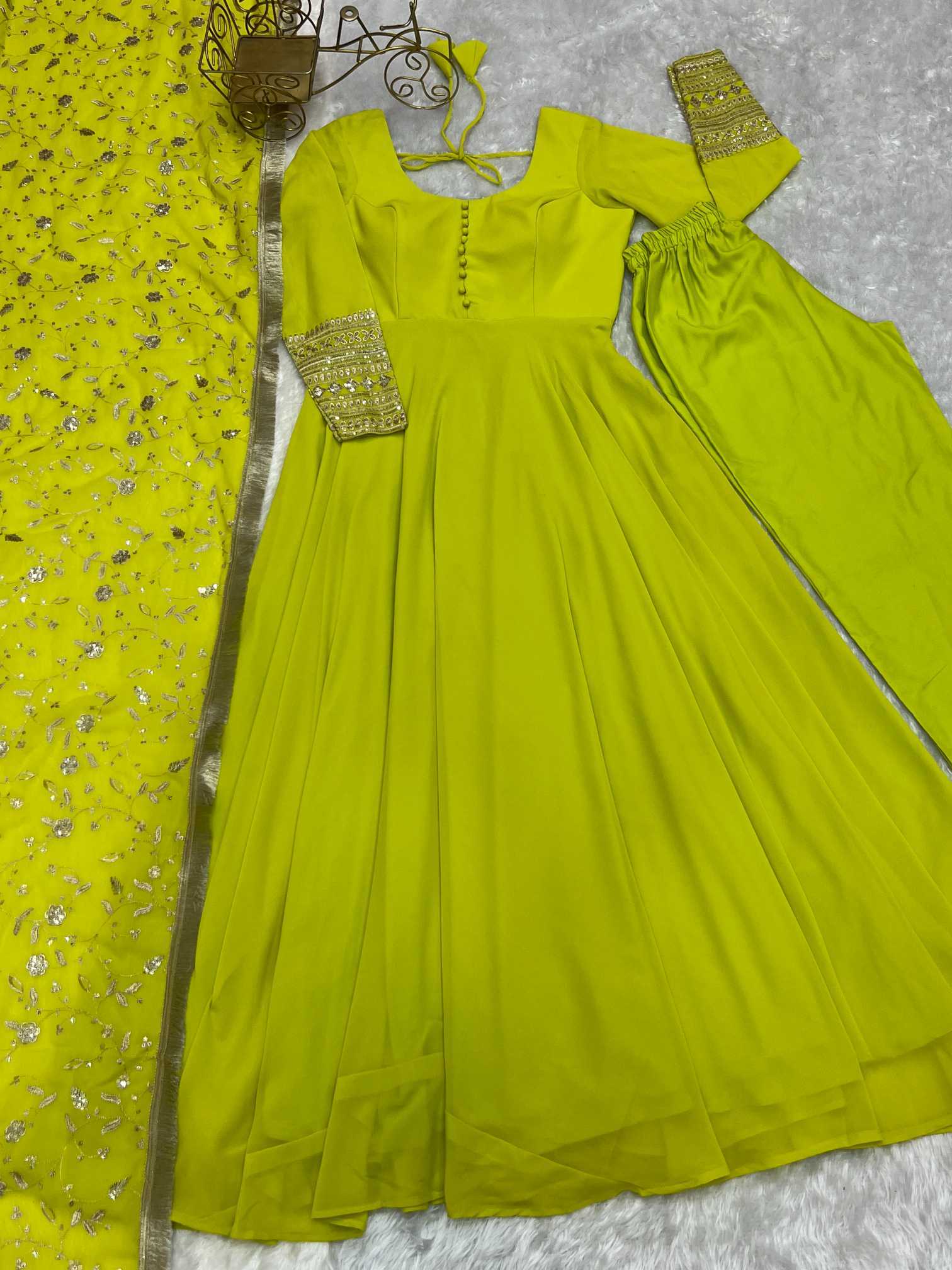 Ynf Georgette KESH504 241 Gowns Wholesale Fancy Gowns Sequin Gowns Manufacturer