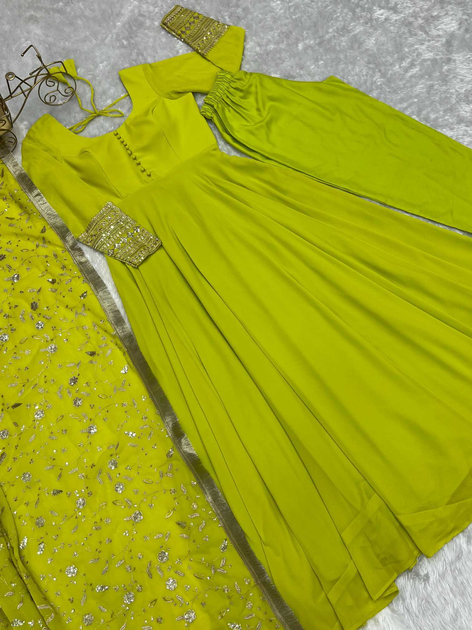 Ynf Georgette KESH504 241 Gowns Wholesale Fancy Gowns Sequin Gowns Manufacturer
