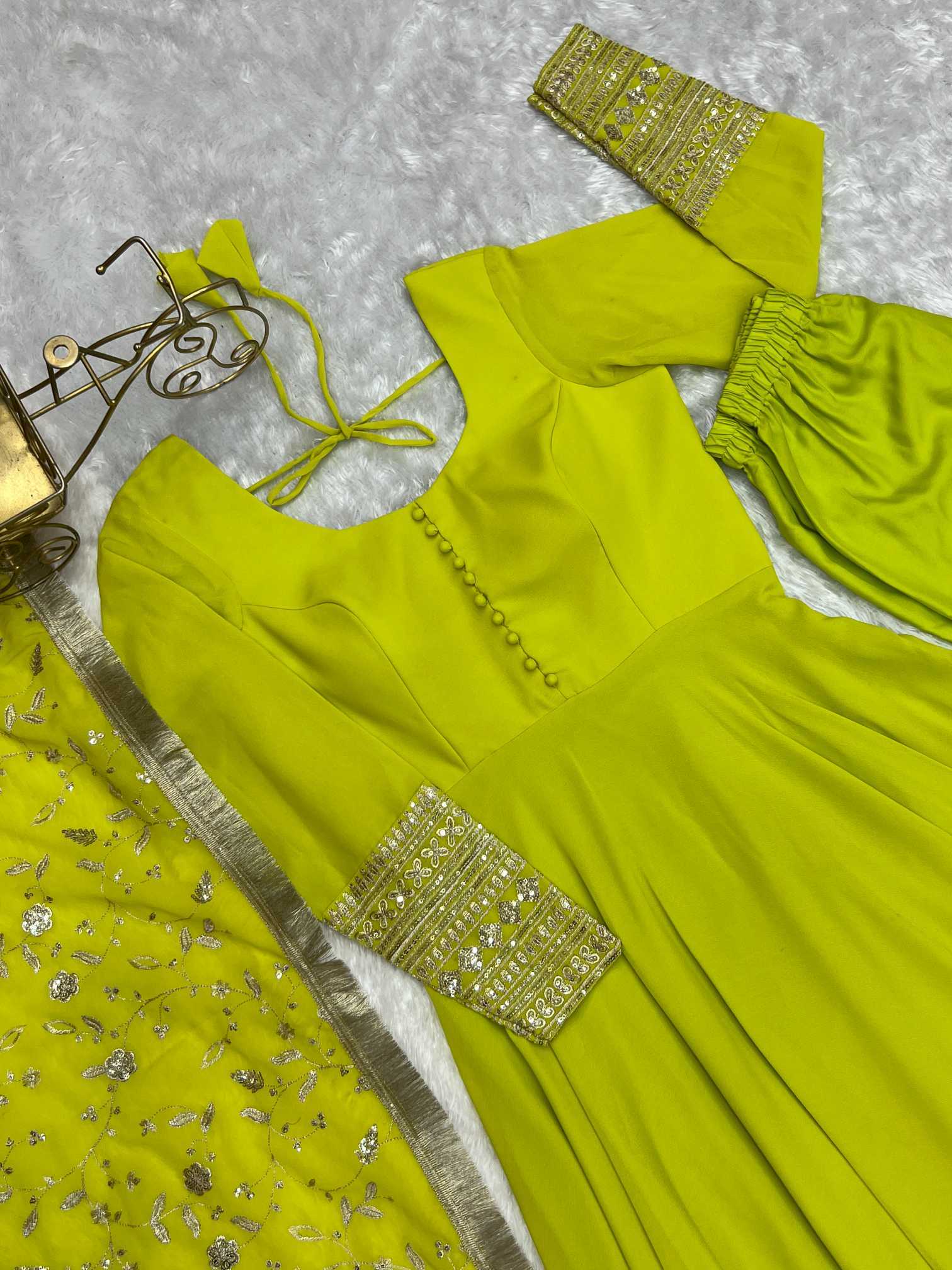 Ynf Georgette KESH504 241 Gowns Wholesale Fancy Gowns Sequin Gowns Manufacturer