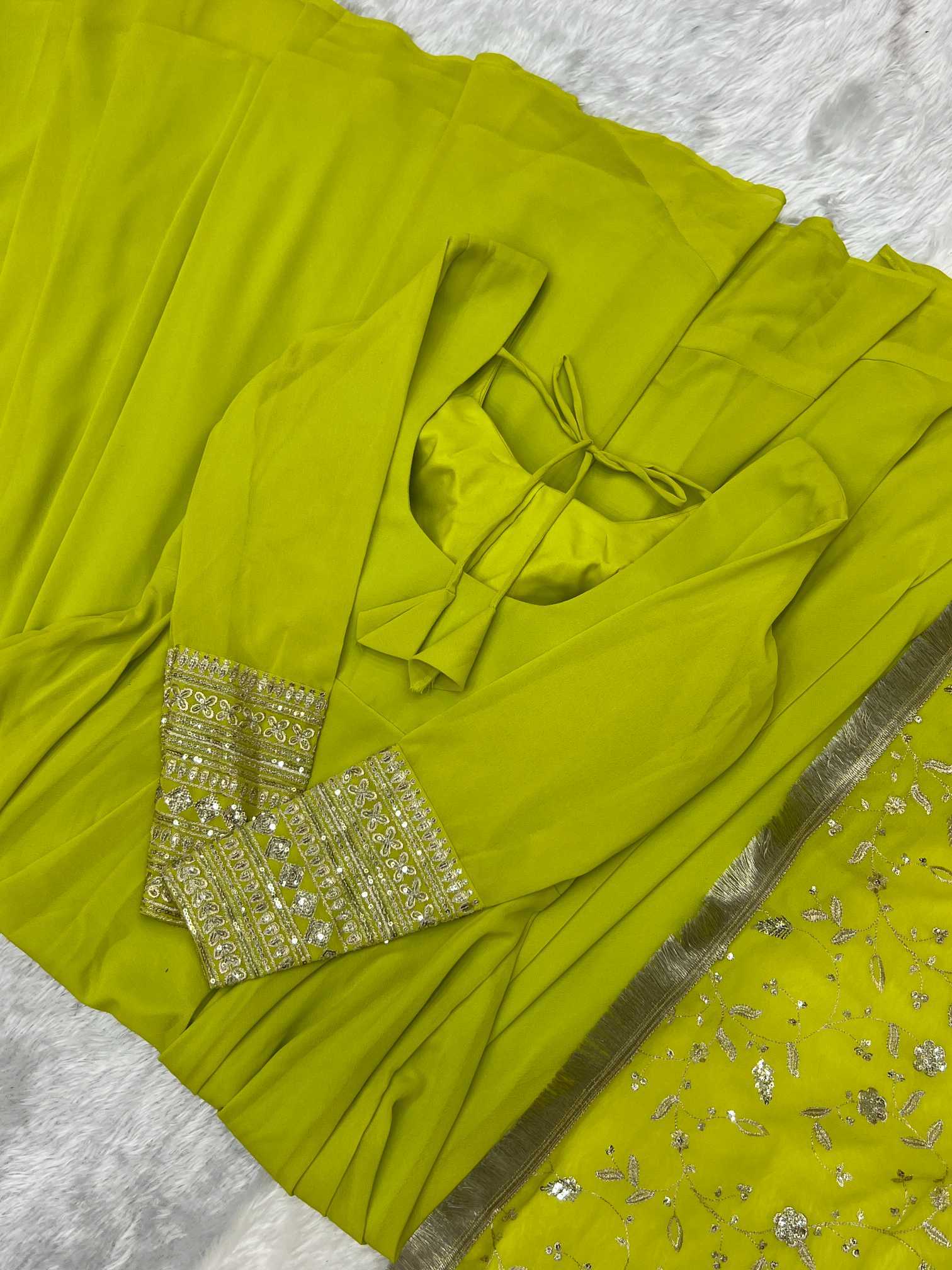 Ynf Georgette KESH504 241 Gowns Wholesale Fancy Gowns Sequin Gowns Manufacturer