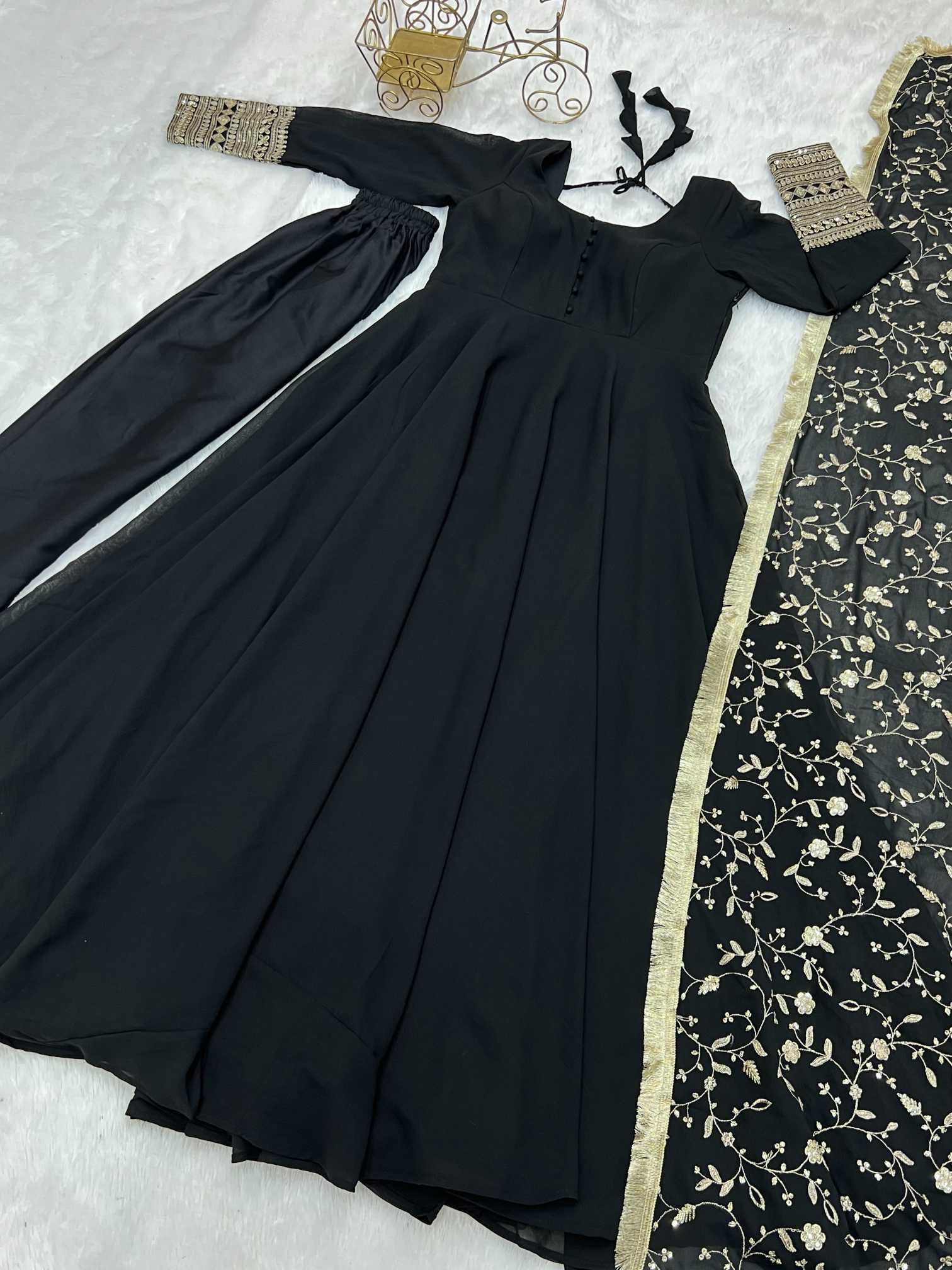 Ynf Georgette KESH504 241 Gowns Wholesale Fancy Gowns Sequin Gowns Manufacturer