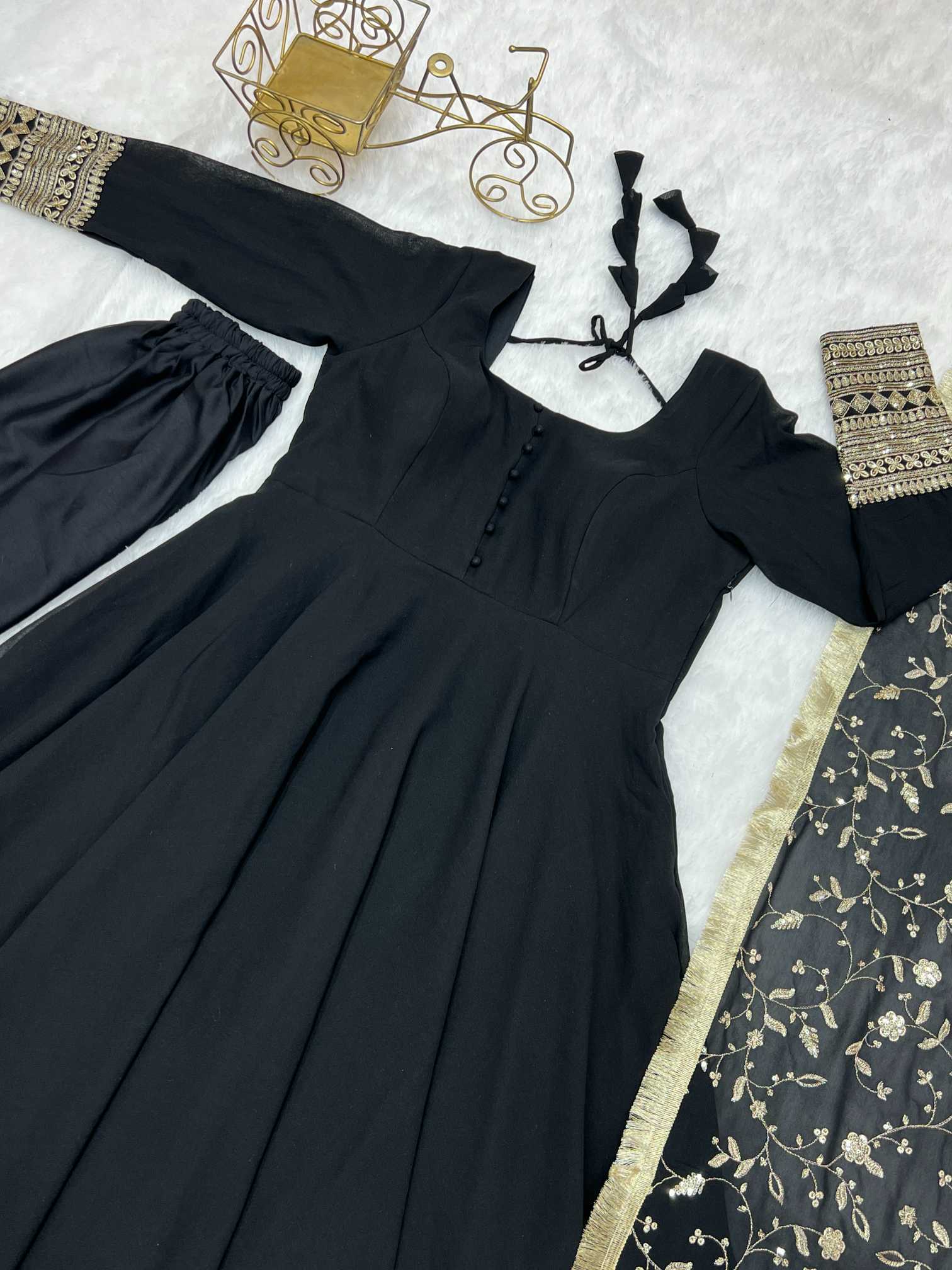 Ynf Georgette KESH504 241 Gowns Wholesale Fancy Gowns Sequin Gowns Manufacturer