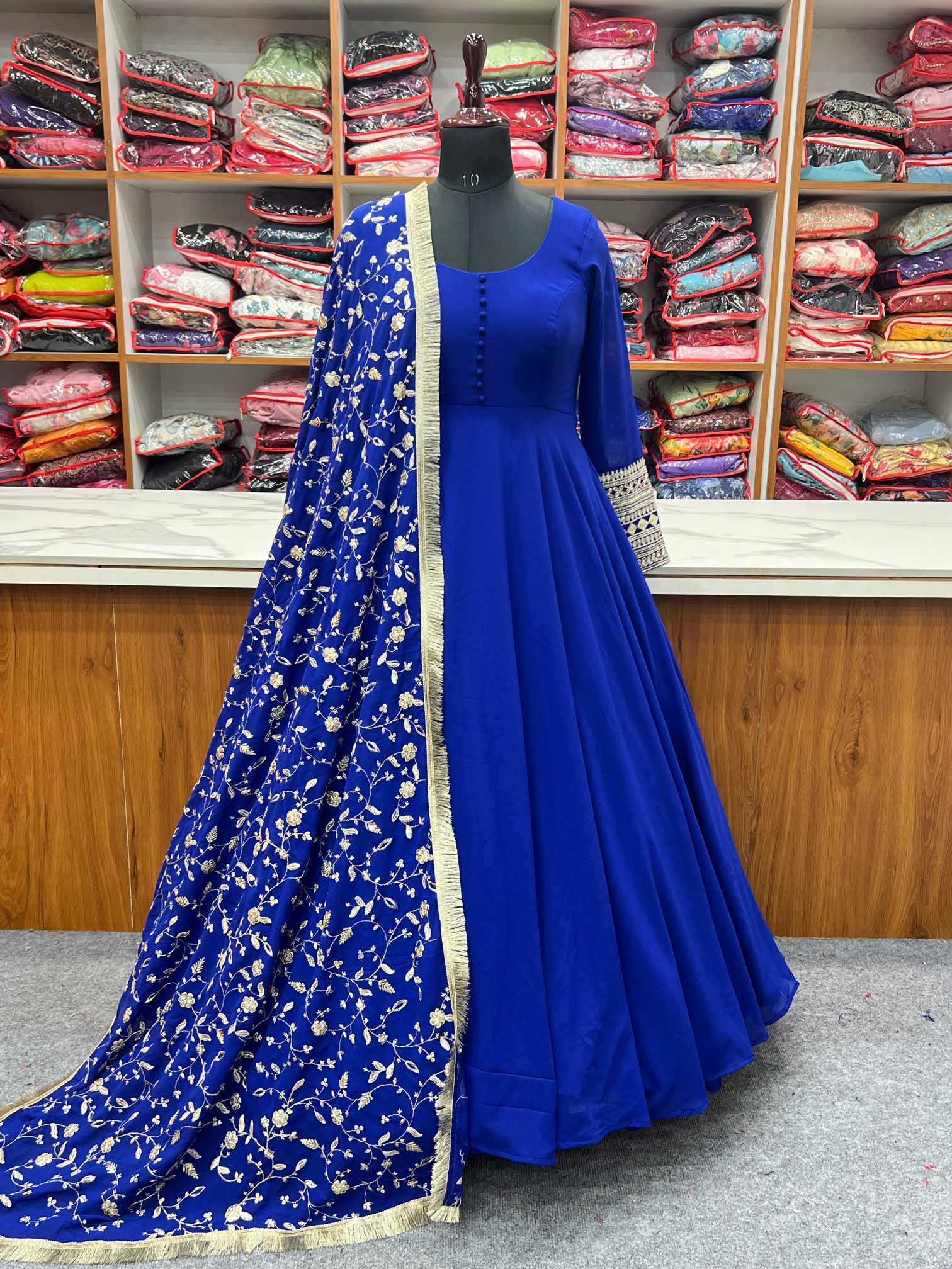Ynf Georgette KESH504 241 Gowns Wholesale Fancy Gowns Sequin Gowns Manufacturer