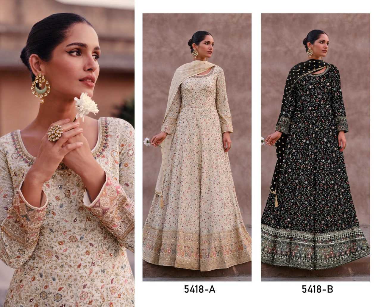 Ynf Georgette KESH504 5418 Gowns Wholesale Embroidery Gowns Long Gowns Georgette Gown Manufacturer