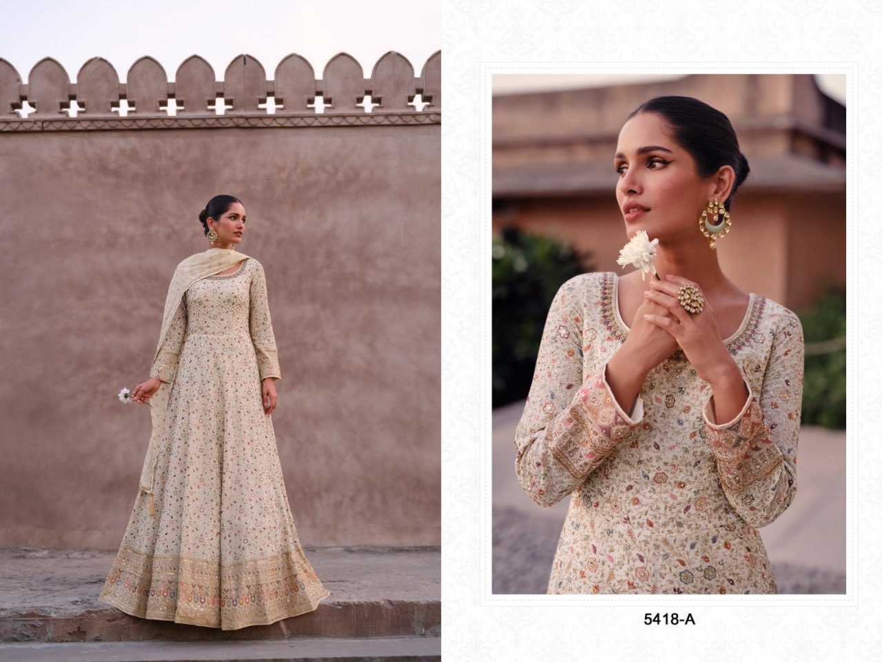 Ynf Georgette KESH504 5418 Gowns Wholesale Embroidery Gowns Long Gowns Georgette Gown Manufacturer