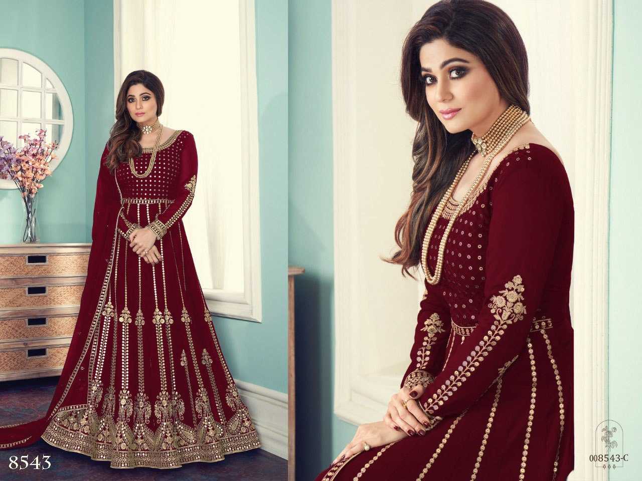 Ynf Georgette KESH504 8543 Gowns Wedding Collections Bollywood Collections Wholesale Embroidery Gowns Georgette Gown Shamita Shetty Manufacturer
