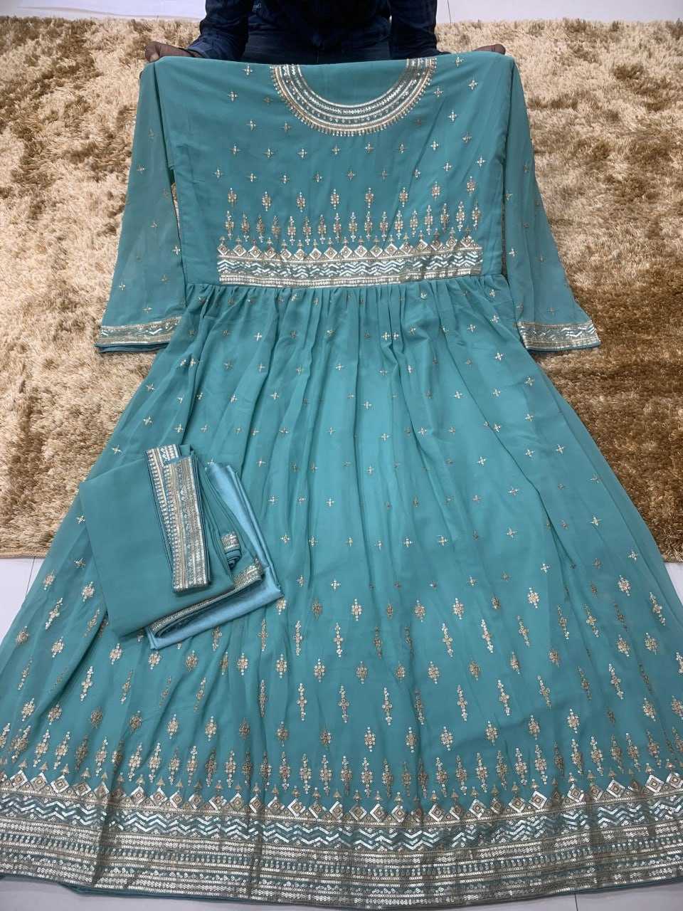 Ynf Georgette KESH504 9293 Gowns Wedding Collections Bollywood Collections Wholesale Embroidery Gowns Georgette Gown Gown With Dupatta Manufacturer