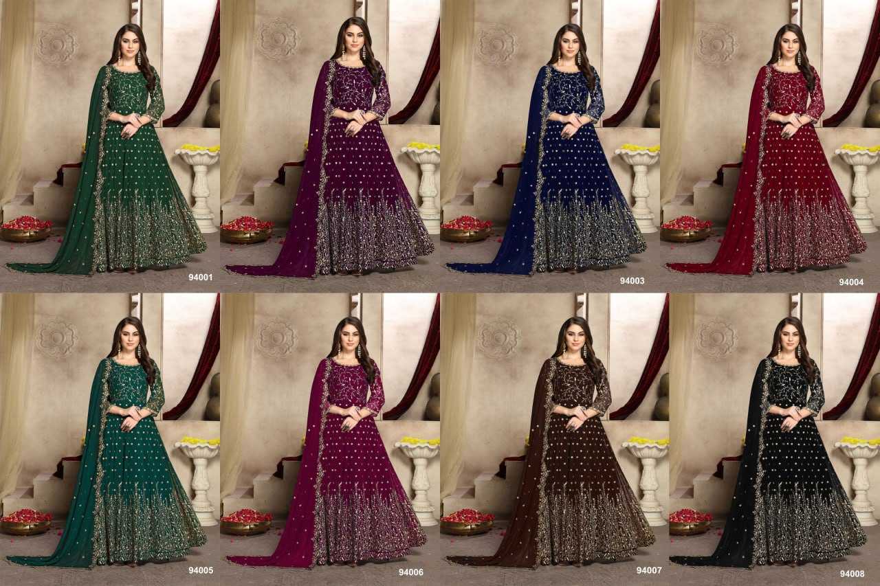 Ynf Georgette KESH504 94001 Gowns Wholesale Embroidery Gowns Long Gowns Georgette Gown Manufacturer