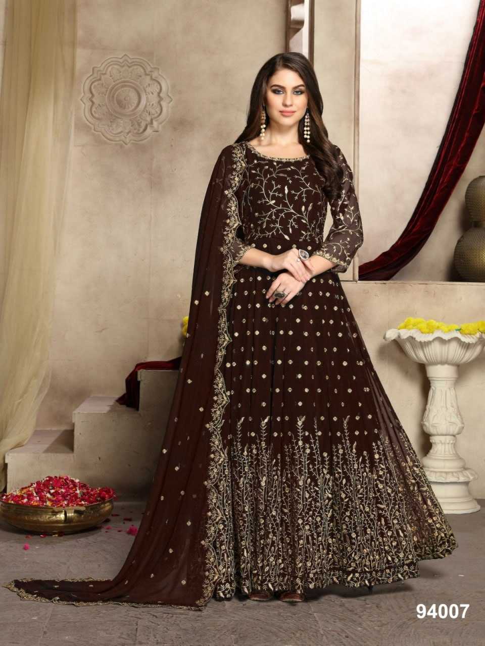 Ynf Georgette KESH504 94001 Gowns Wholesale Embroidery Gowns Long Gowns Georgette Gown Manufacturer