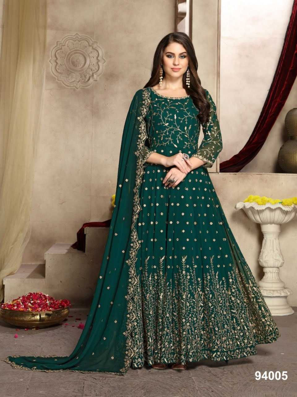 Ynf Georgette KESH504 94001 Gowns Wholesale Embroidery Gowns Long Gowns Georgette Gown Manufacturer