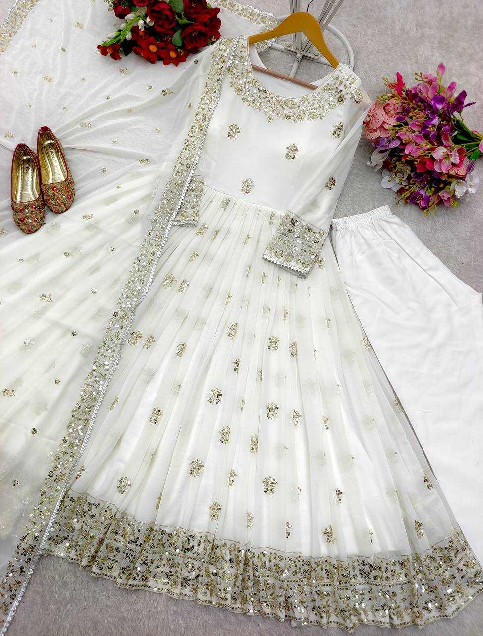 Ynf Georgette KESH506 122 Gowns Wholesale Fancy Gowns Embroidery Gowns Designer Gowns Manufacturer