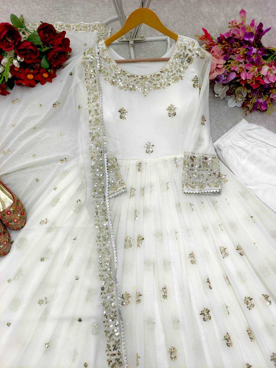 Ynf Georgette KESH506 122 Gowns Wholesale Fancy Gowns Embroidery Gowns Designer Gowns Manufacturer