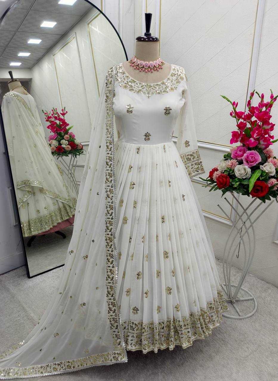 Ynf Georgette KESH506 122 Gowns Wholesale Fancy Gowns Embroidery Gowns Designer Gowns Manufacturer