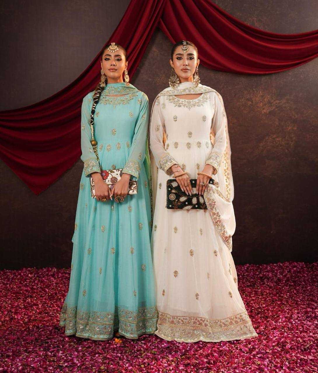 Ynf Georgette KESH506 122 Gowns Wholesale Fancy Gowns Embroidery Gowns Designer Gowns Manufacturer