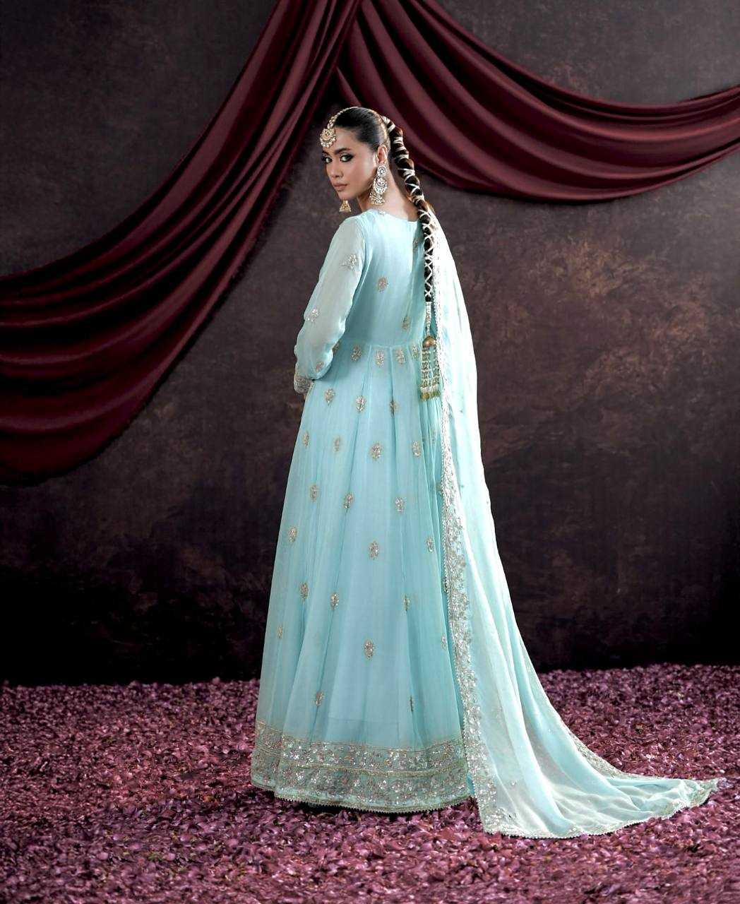 Ynf Georgette KESH506 122 Gowns Wholesale Fancy Gowns Embroidery Gowns Designer Gowns Manufacturer
