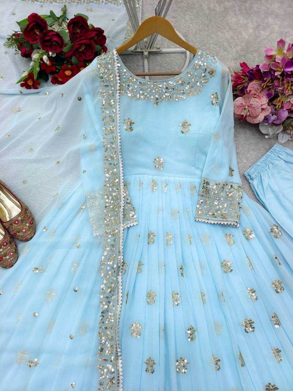 Ynf Georgette KESH506 122 Gowns Wholesale Fancy Gowns Embroidery Gowns Designer Gowns Manufacturer