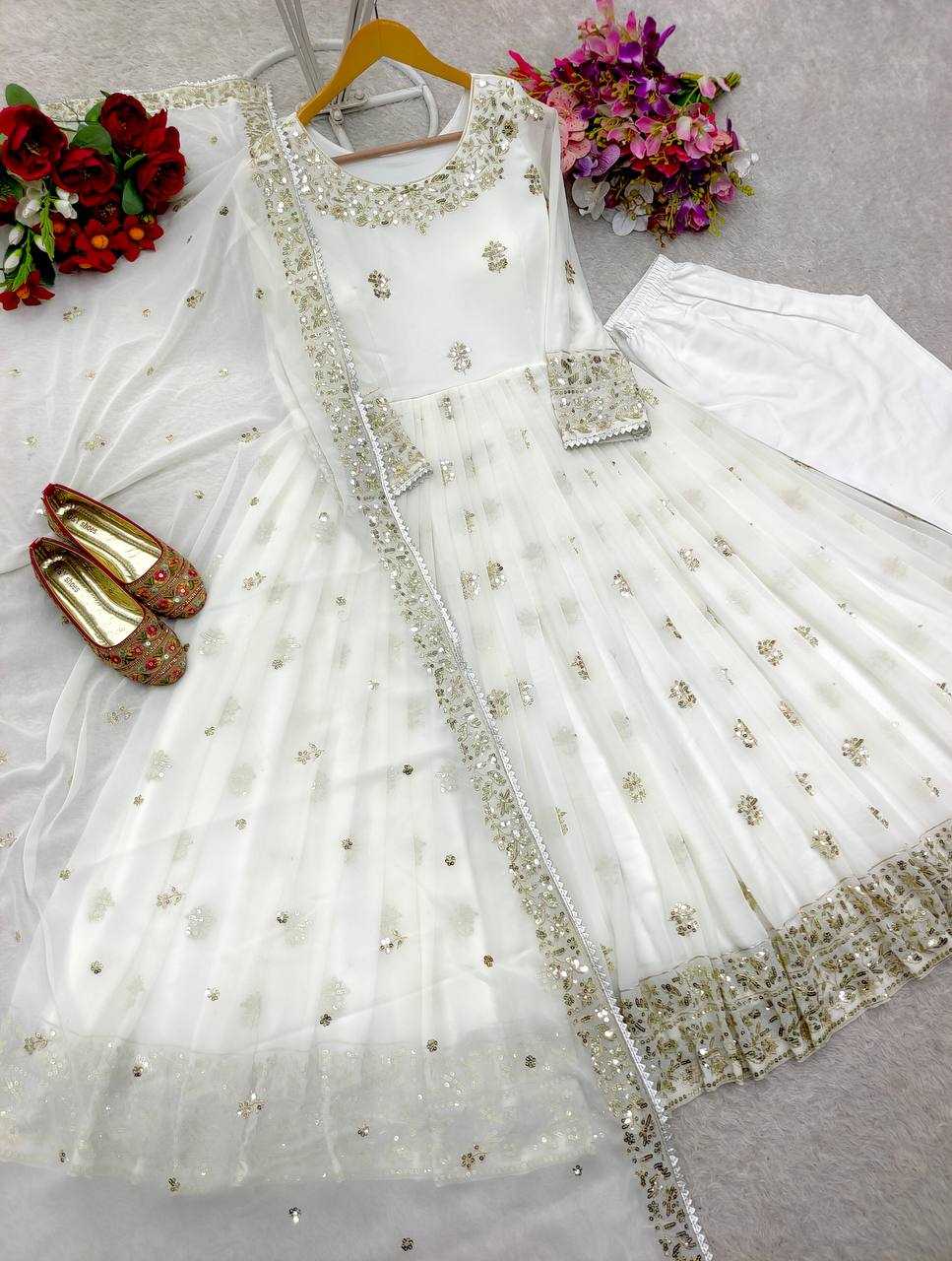 Ynf Georgette KESH506 122 Gowns Wholesale Fancy Gowns Embroidery Gowns Designer Gowns Manufacturer