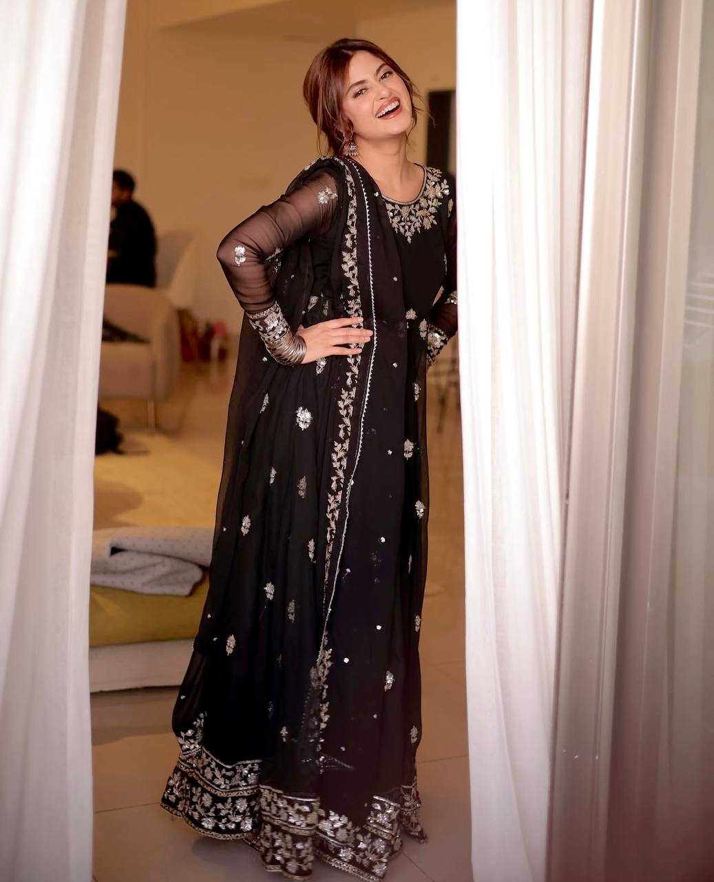 Ynf Georgette KESH506 122 Gowns Wholesale Fancy Gowns Embroidery Gowns Designer Gowns Manufacturer