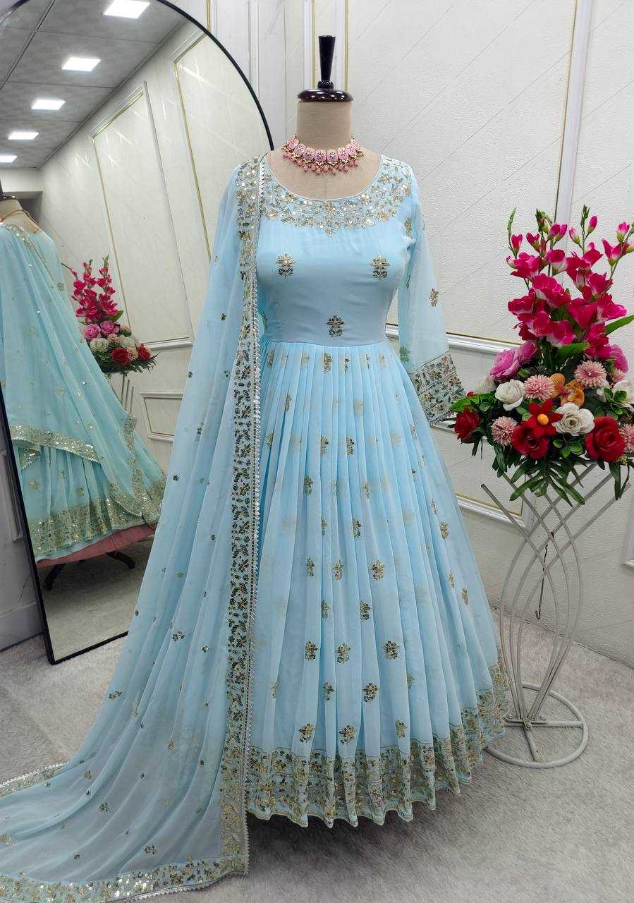 Ynf Georgette KESH506 122 Gowns Wholesale Fancy Gowns Embroidery Gowns Designer Gowns Manufacturer